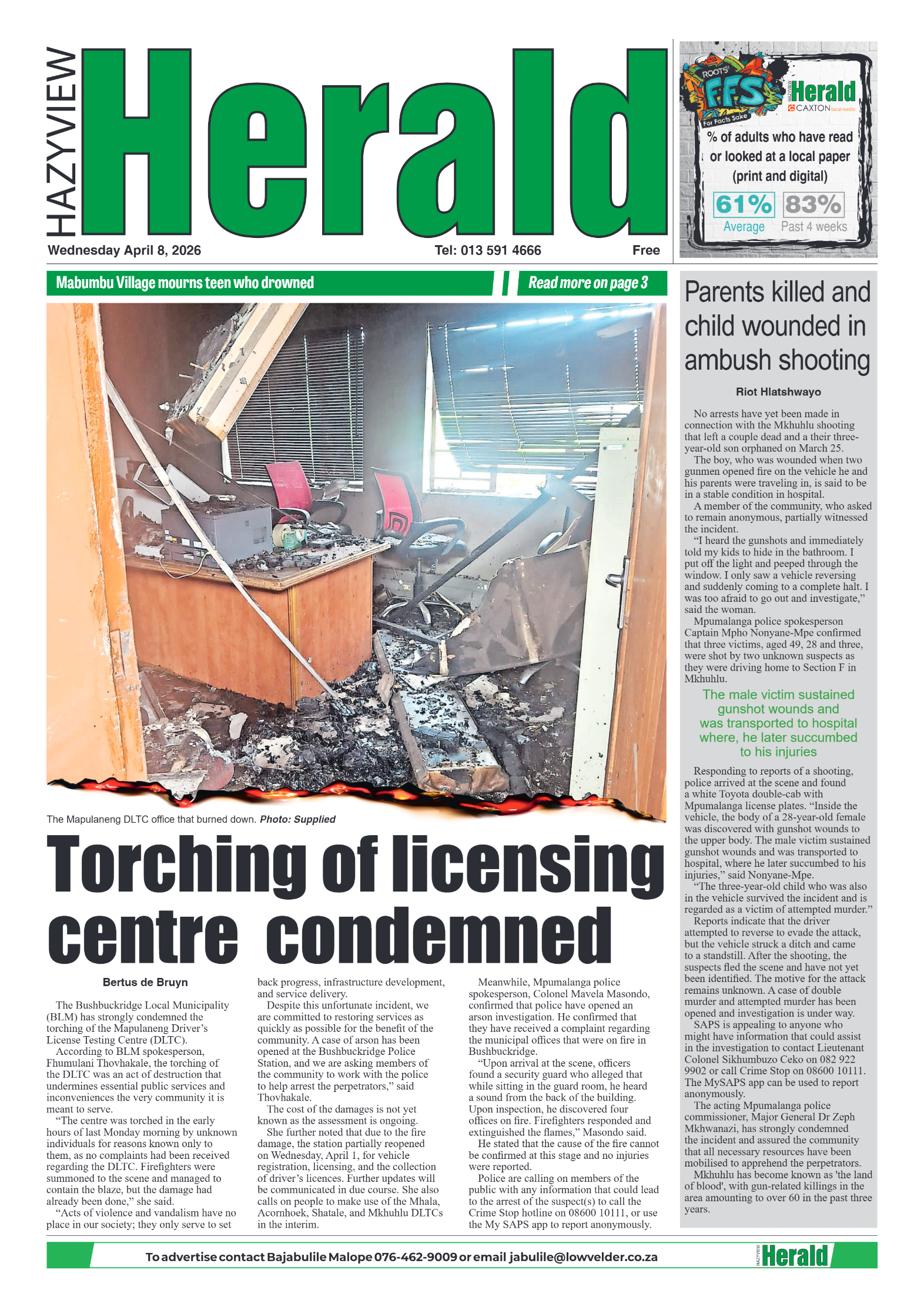 Hazyview Herald 08 April 2026 page 1