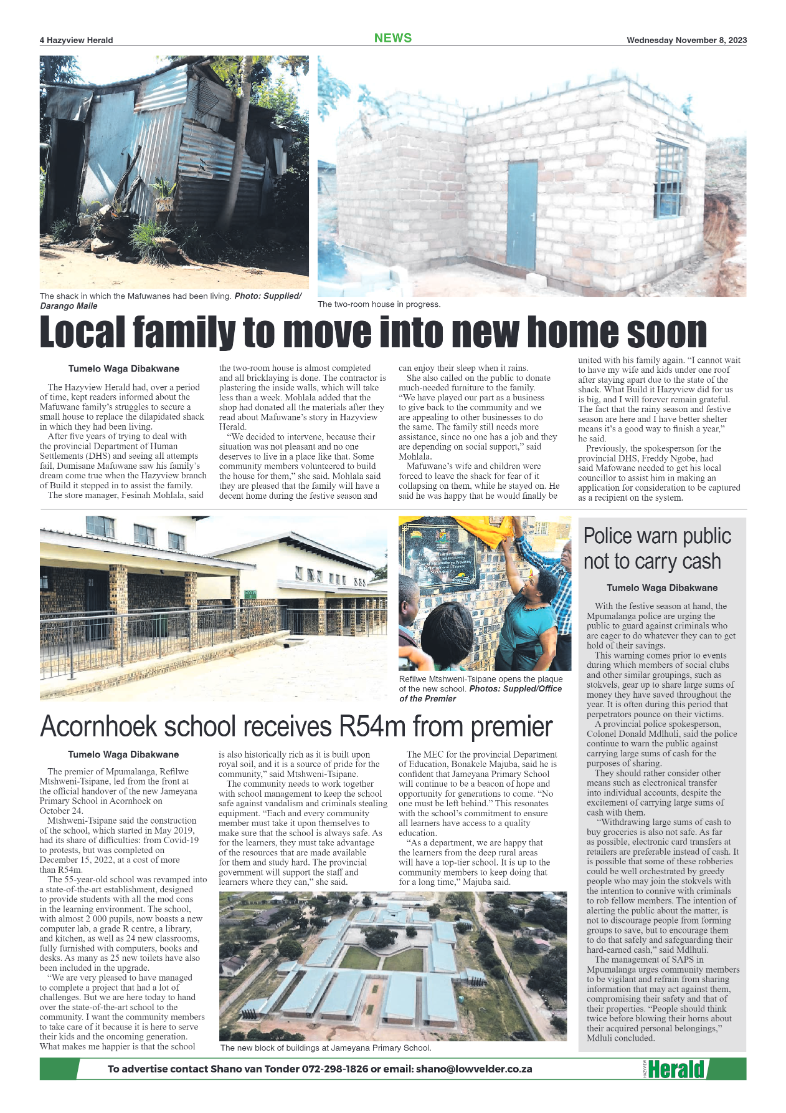 Hazyview Herald 08 November 2023 page 4