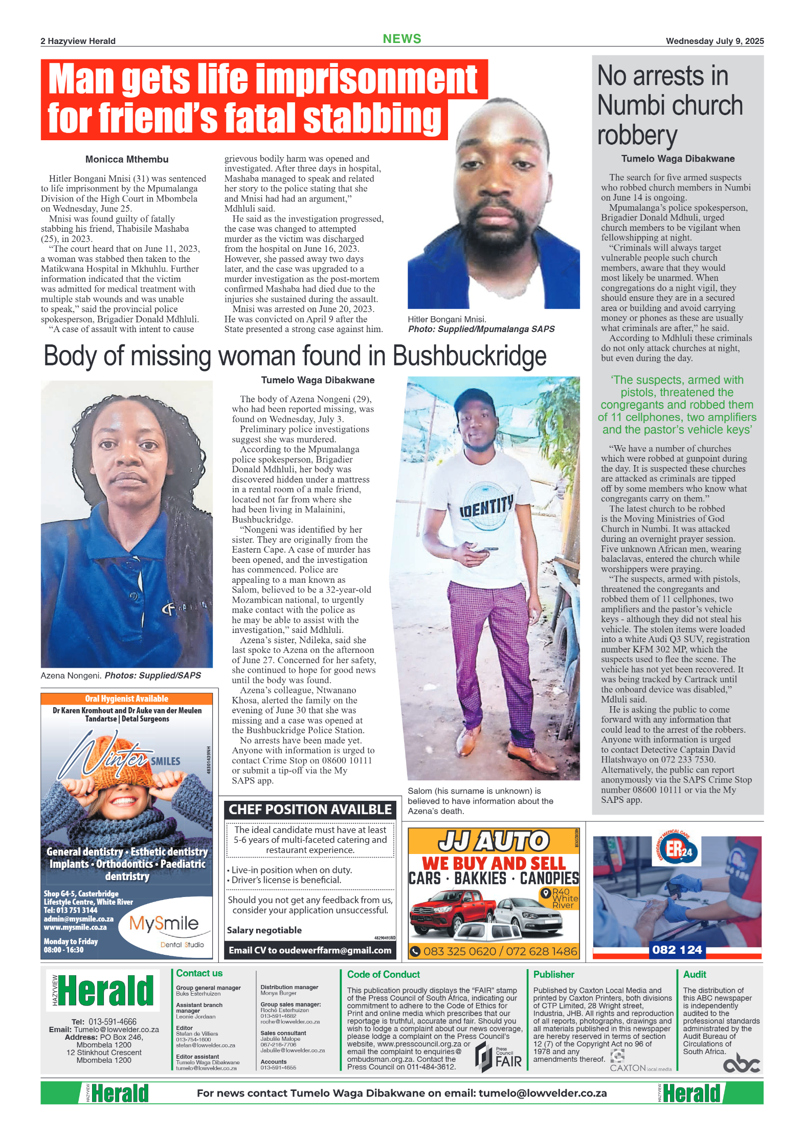 Hazyview Herald 09 July 2025 page 2