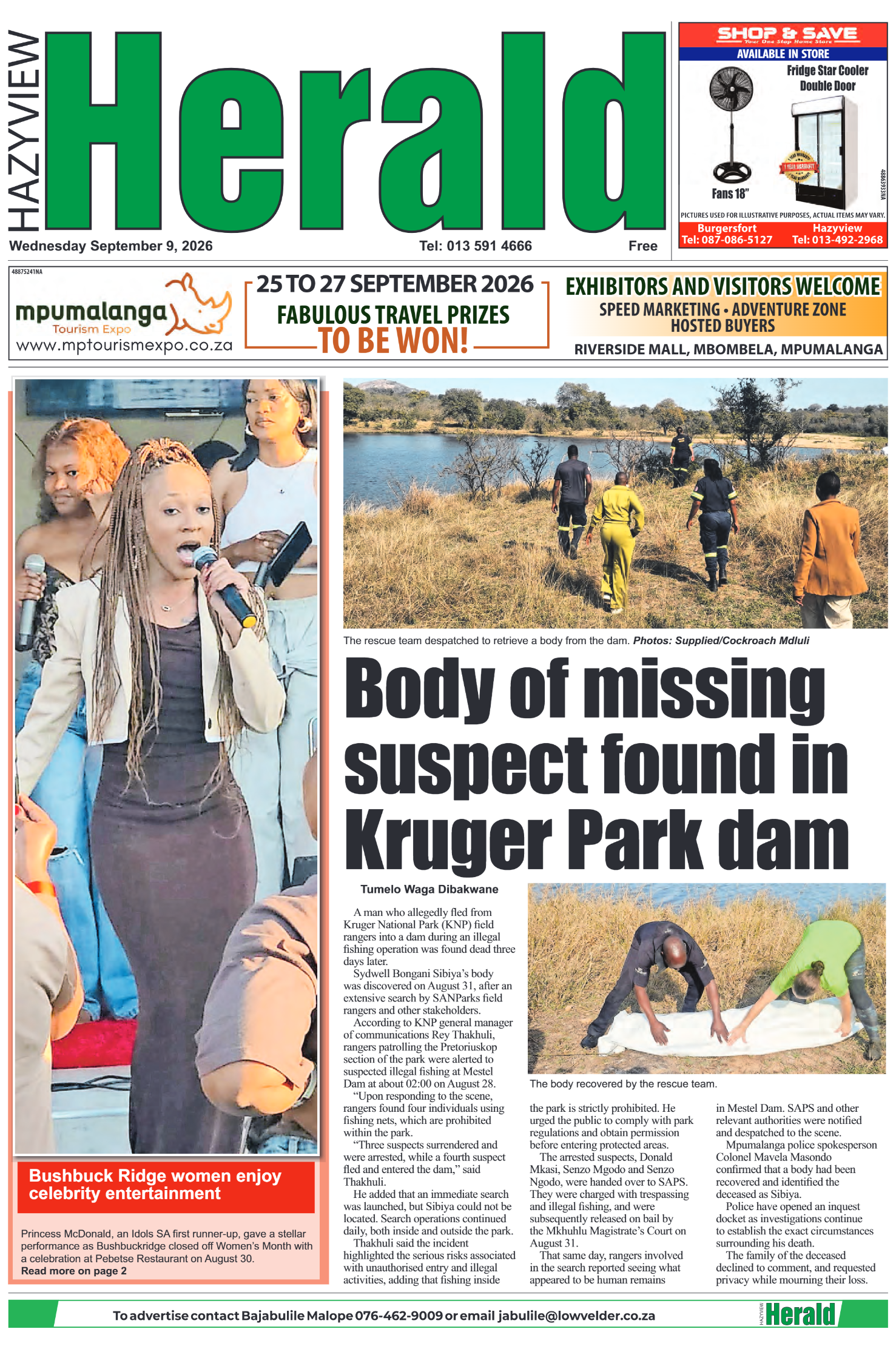 Hazyview Herald 09 September 2026 page 1