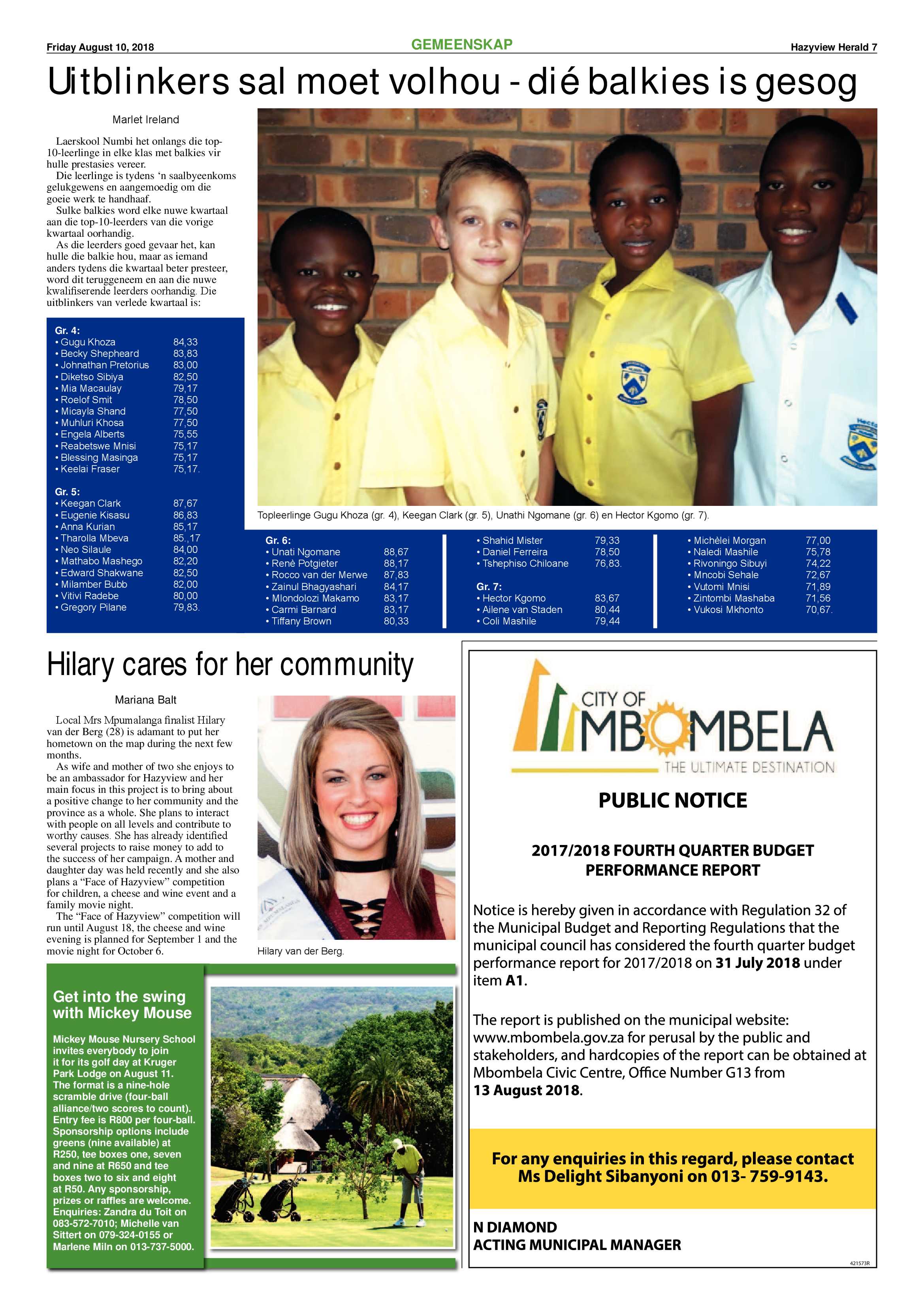 Hazyview Herald 10 August 2018 page 7