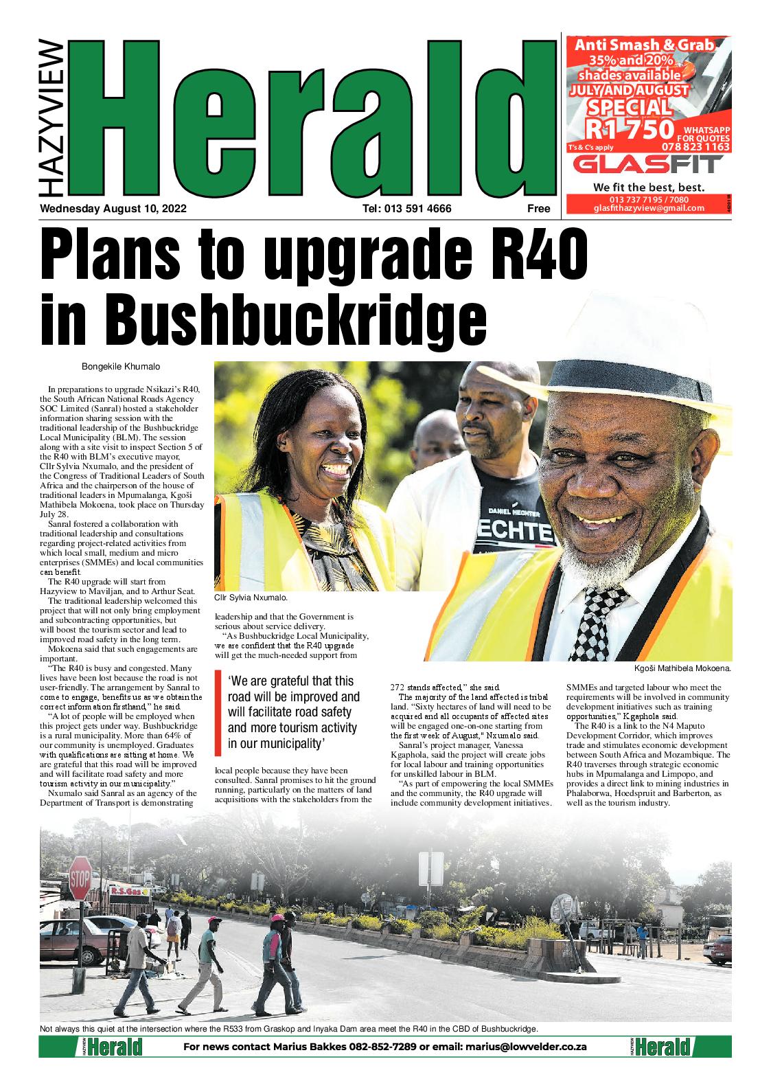 Hazyview Herald 10 August 2022 page 1