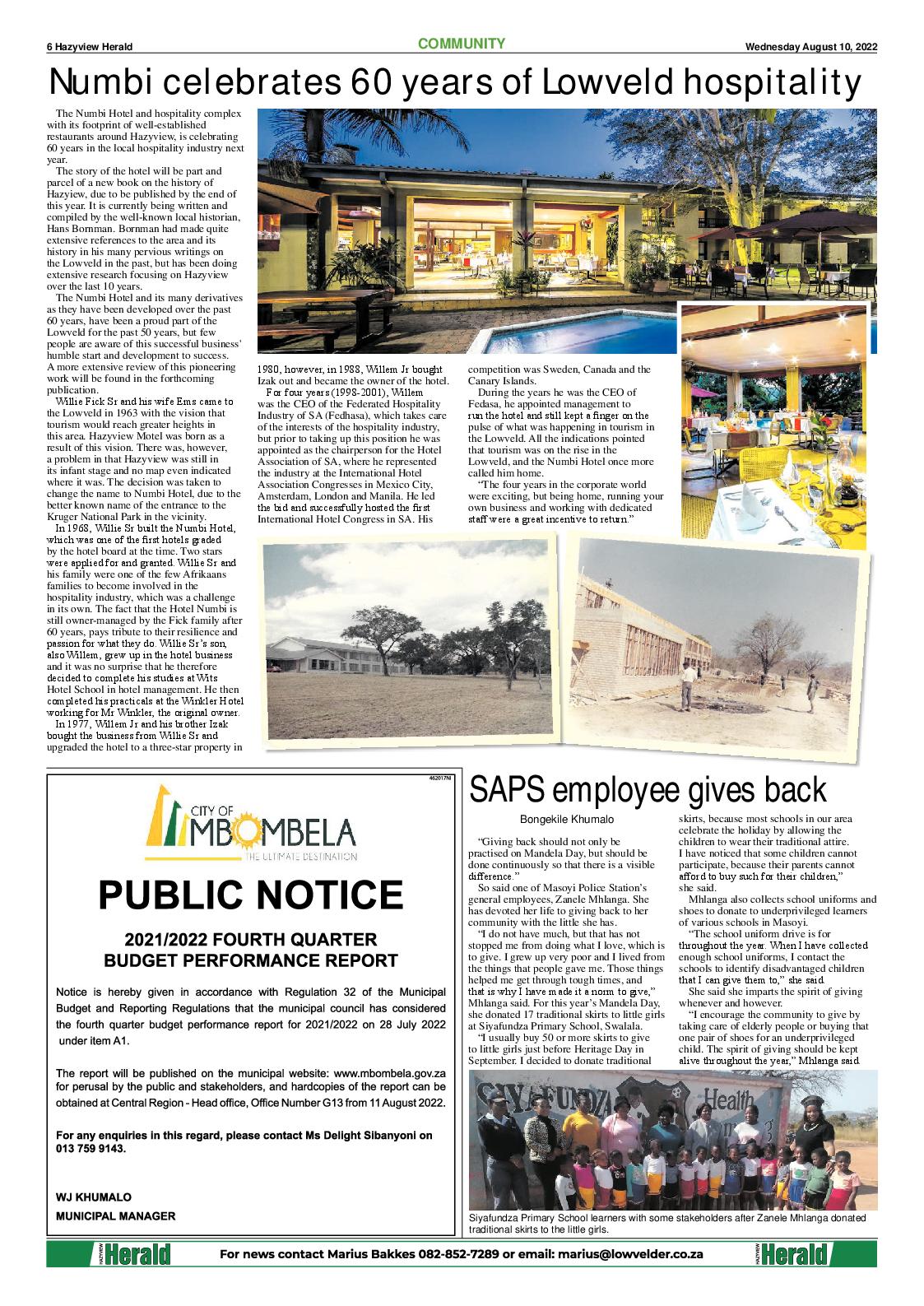 Hazyview Herald 10 August 2022 page 6