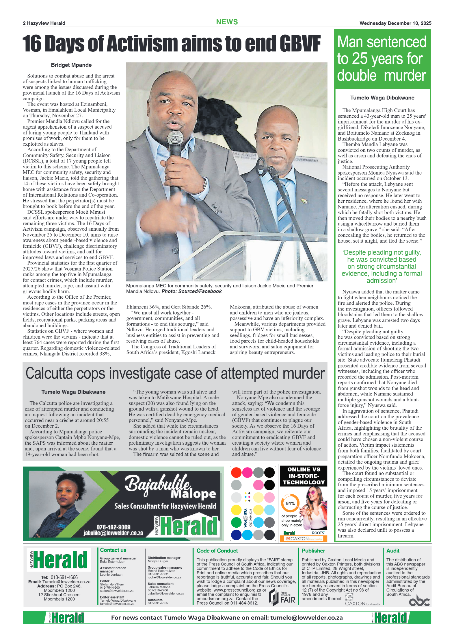 Hazyview Herald 10 December 2025 page 2