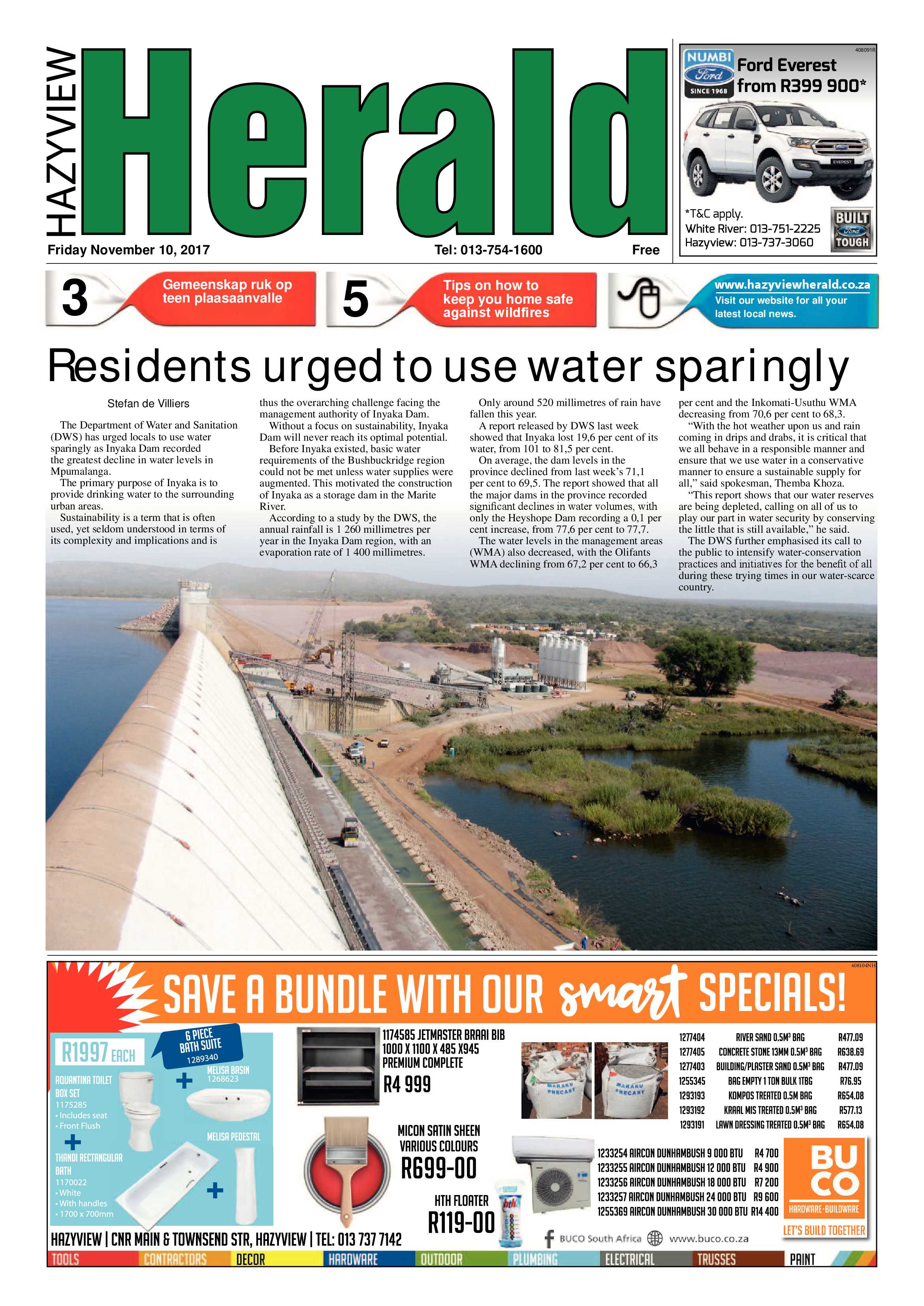 Hazyview Herald 10 November 2017 page 1