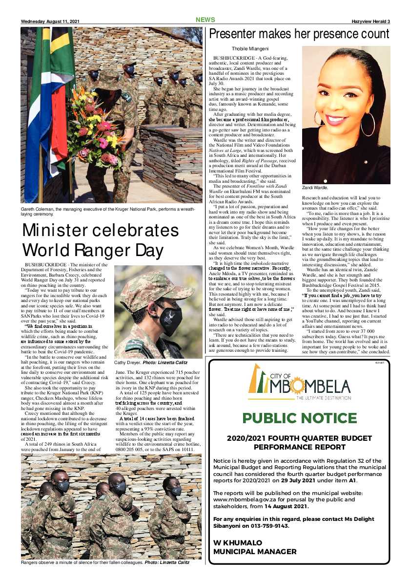 Hazyview Herald 11 August 2021 page 3
