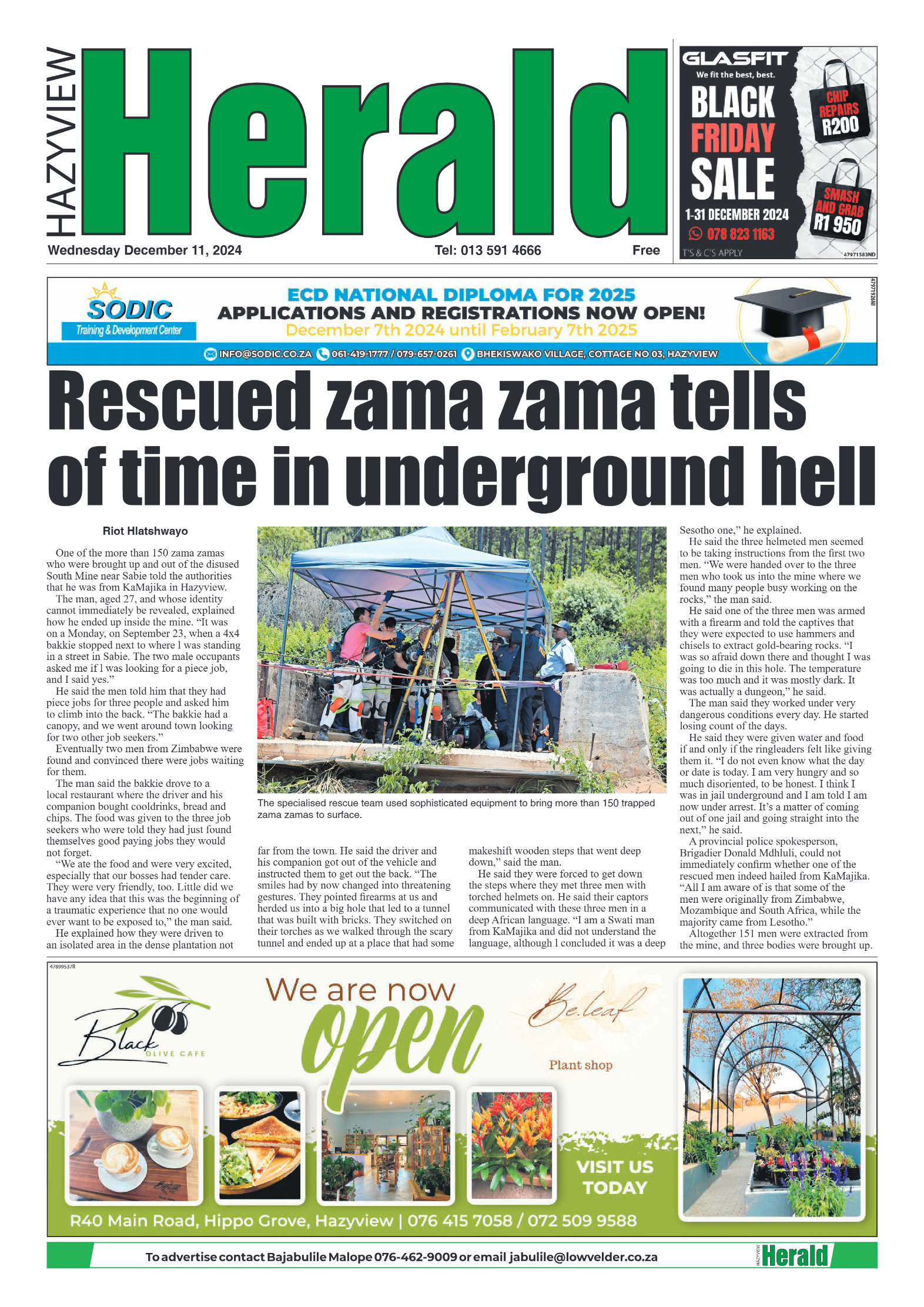 Hazyview Herald 11 December 2024 page 1