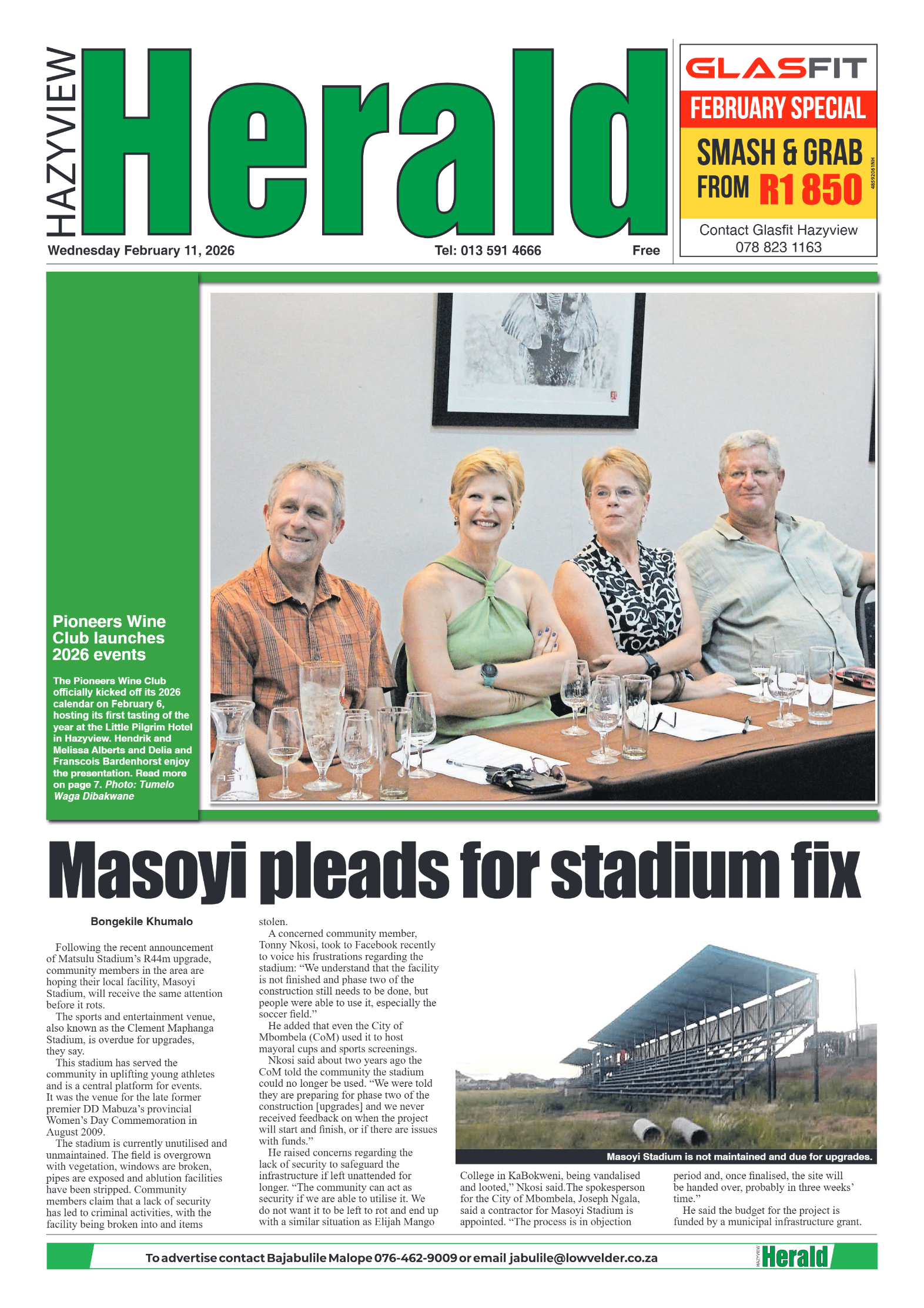 Hazyview Herald 11 February 2026 page 1