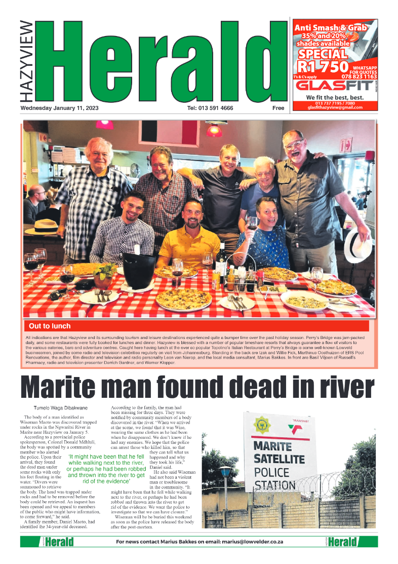 Hazyview Herald 11 January 2023 page 1