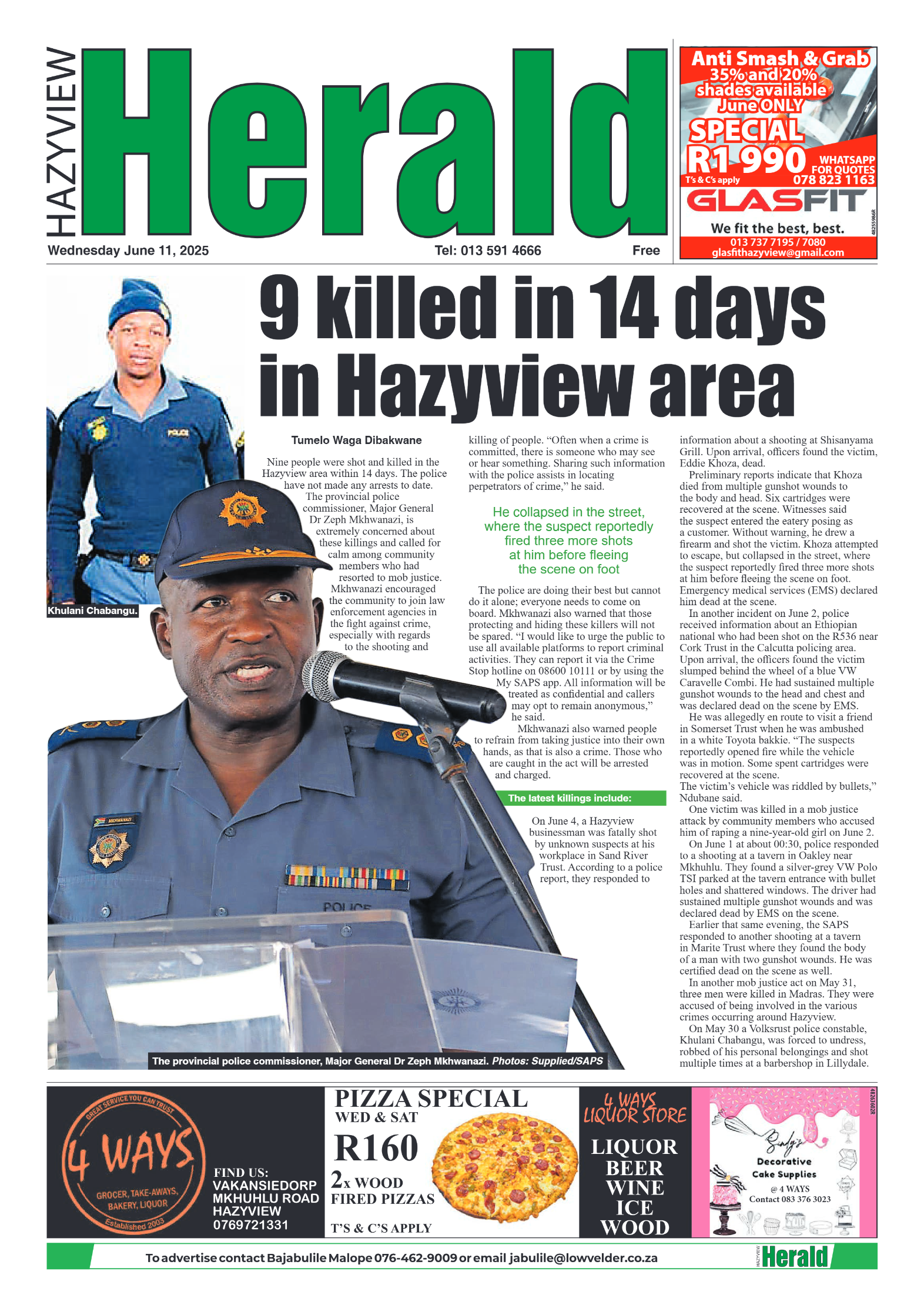 Hazyview Herald 11 June 2025 page 1