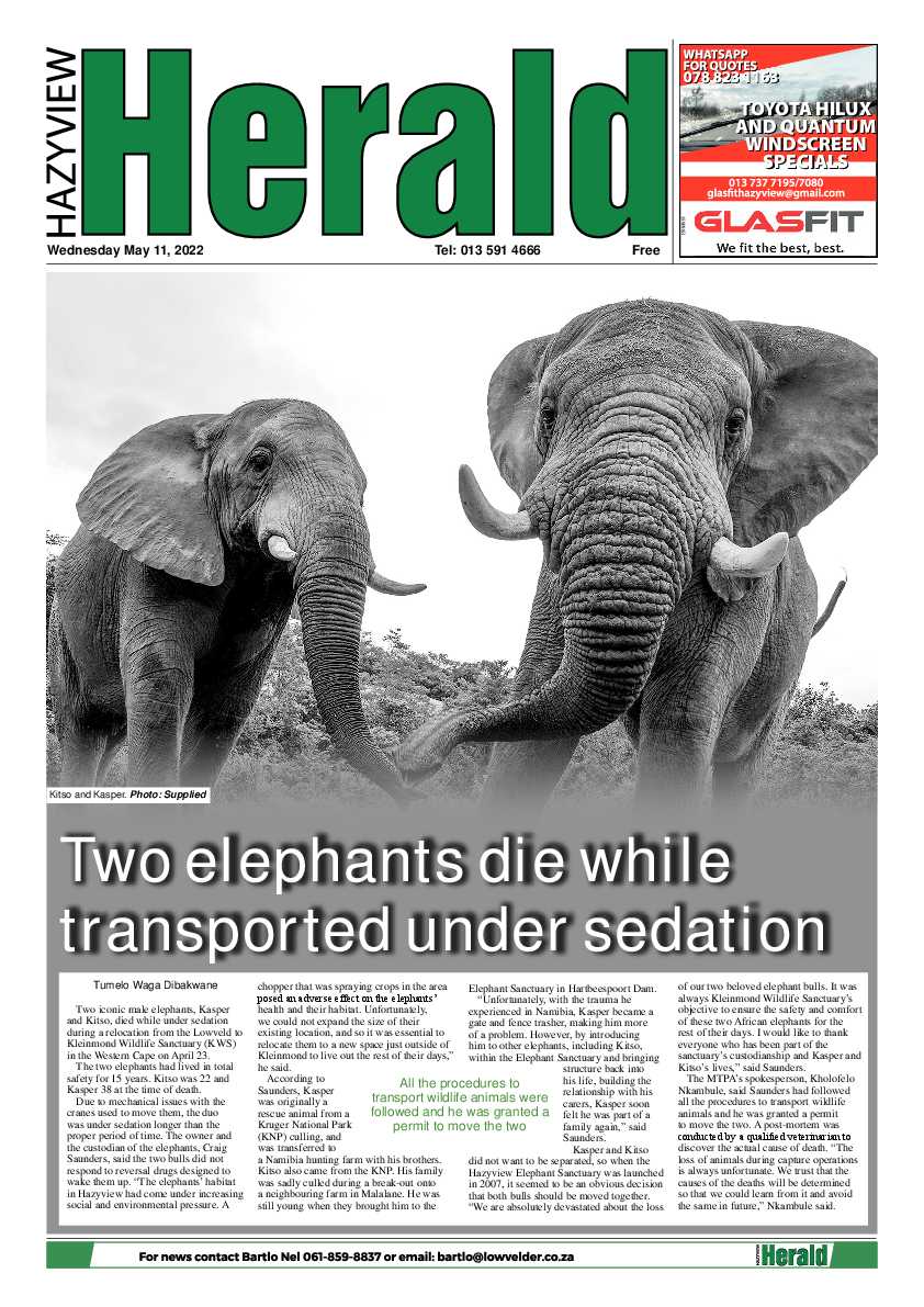 Hazyview Herald 11 May 2022 page 1
