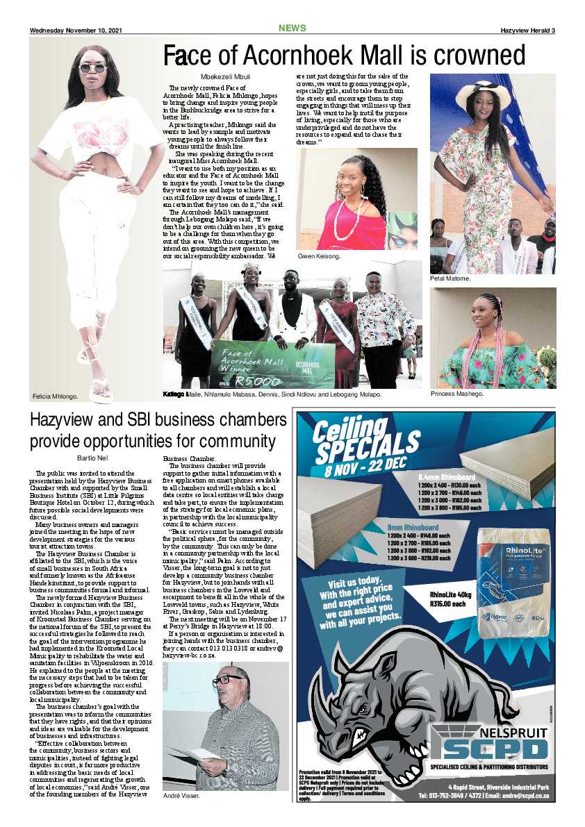 Hazyview Herald 10 November 2021 page 3