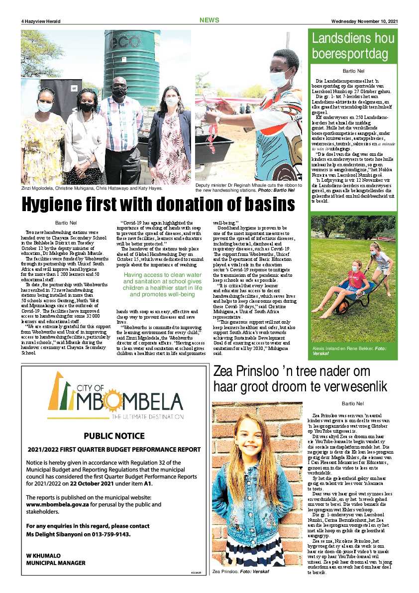 Hazyview Herald 10 November 2021 page 4