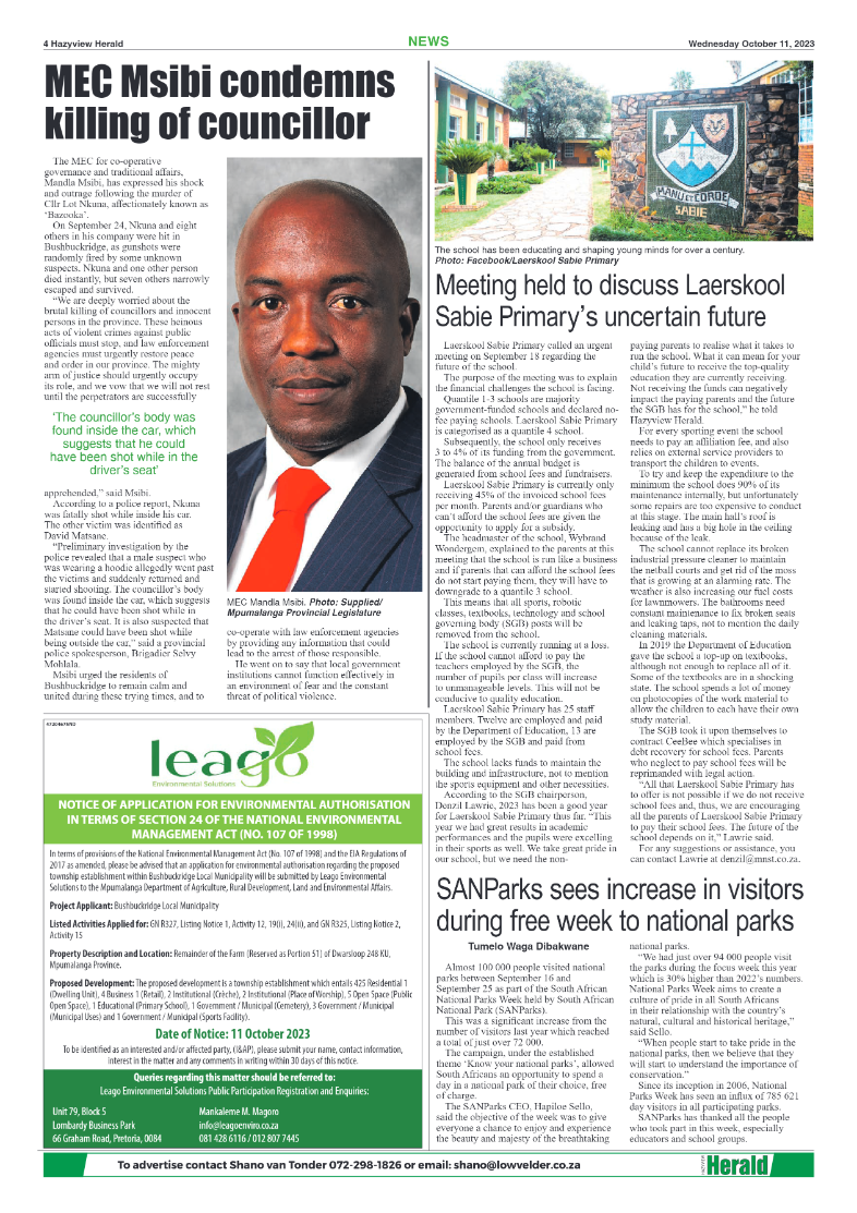 Hazyview Herald 11 October 2023 page 4