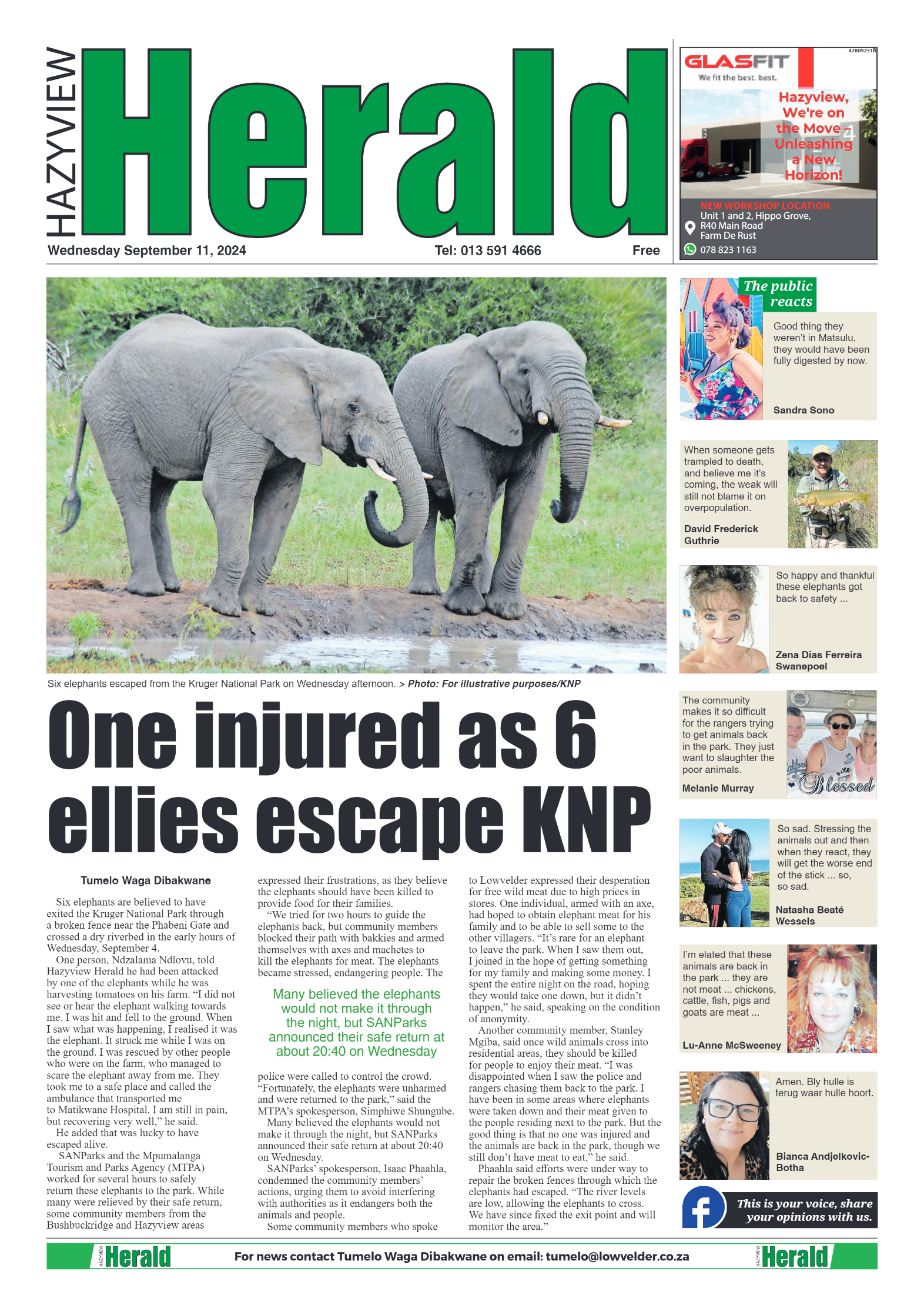 Hazyview Herald 11 September 2024 page 1