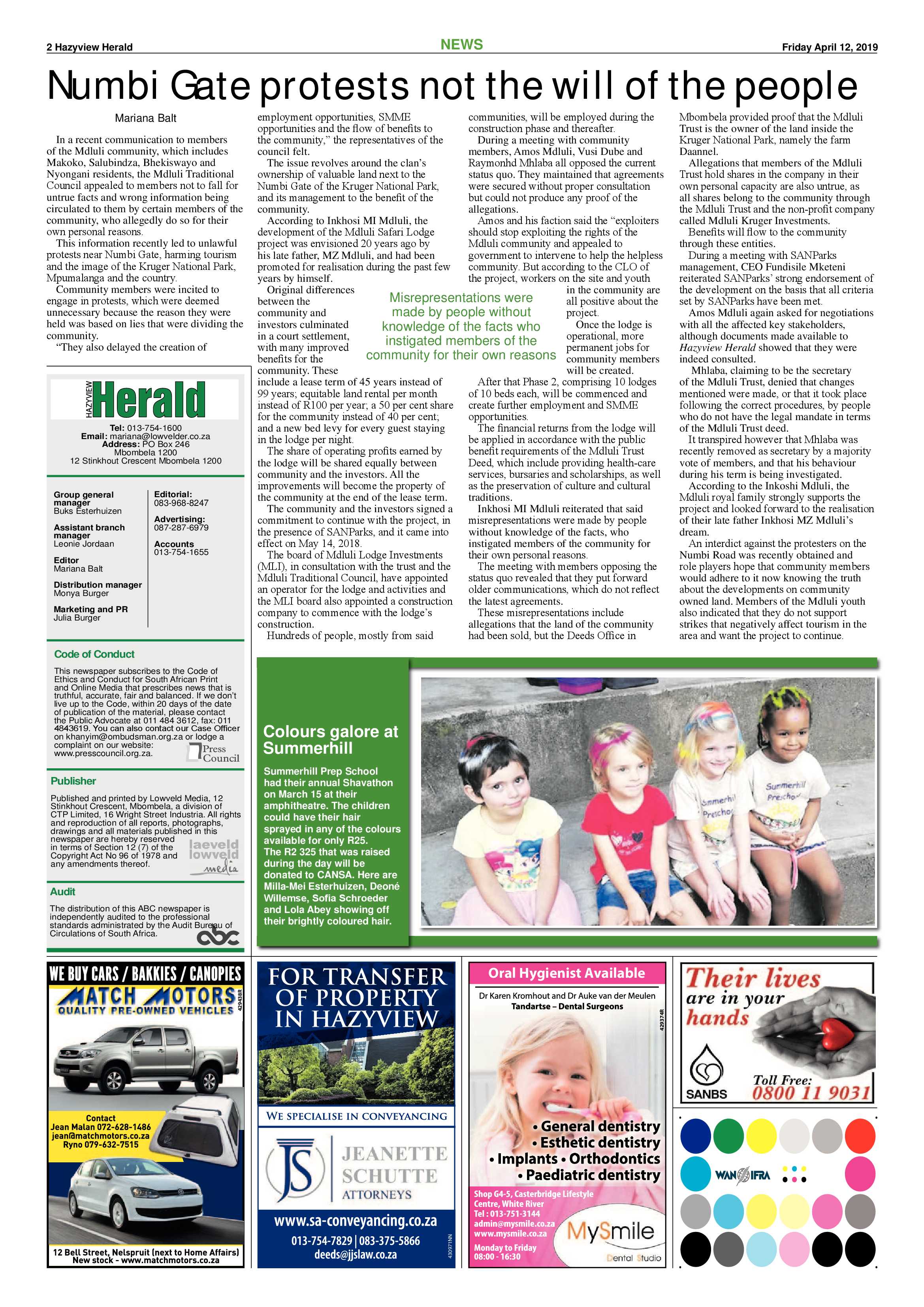 Hazyview Herald 12 April 2019 page 2