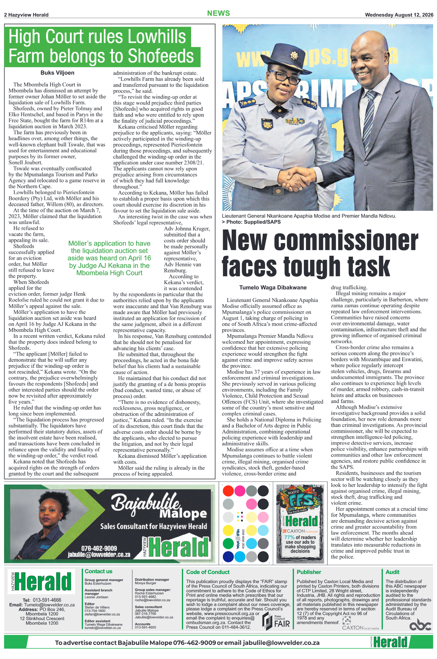Hazyview Herald 12 August 2026 page 2