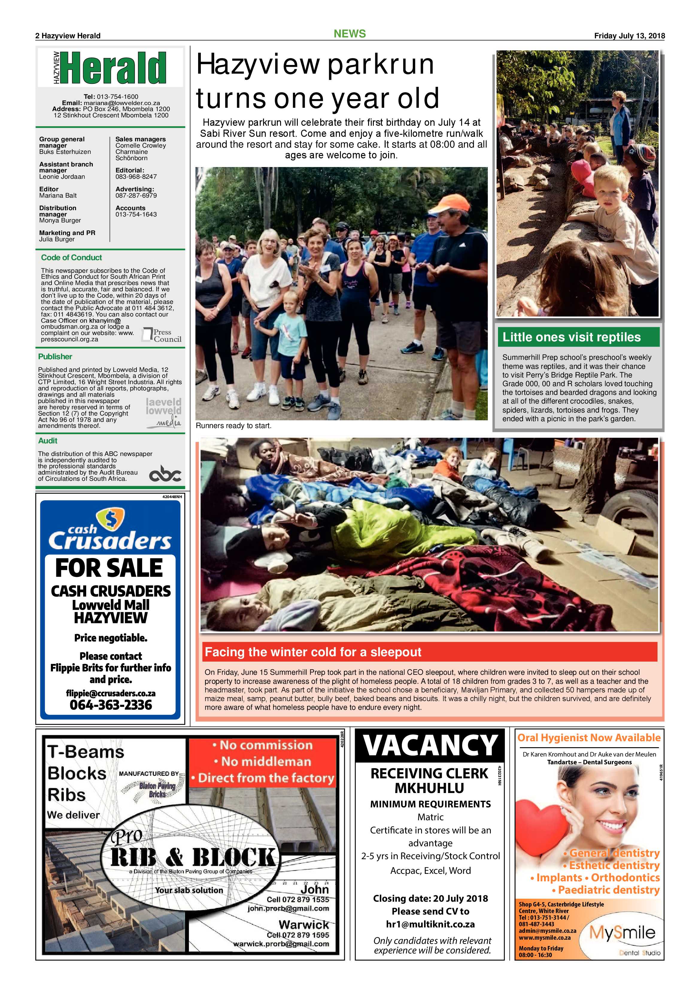 Hazyview Herald 13 July 2018 page 2