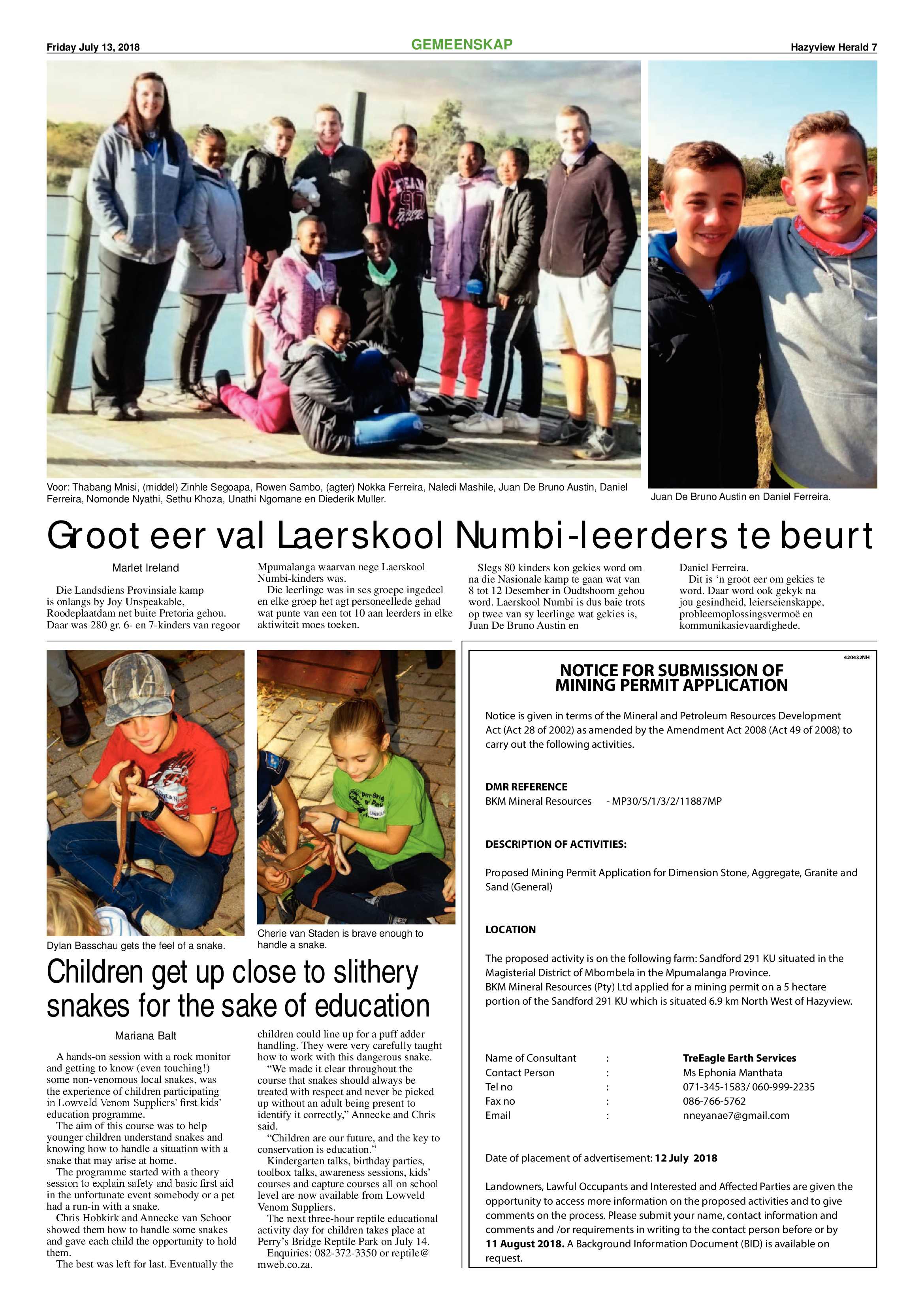 Hazyview Herald 13 July 2018 page 7