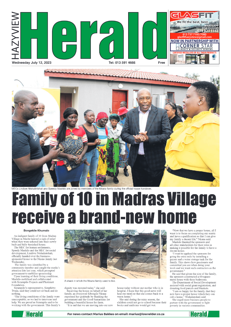 Hazyview Herald 12 July 2023 page 1