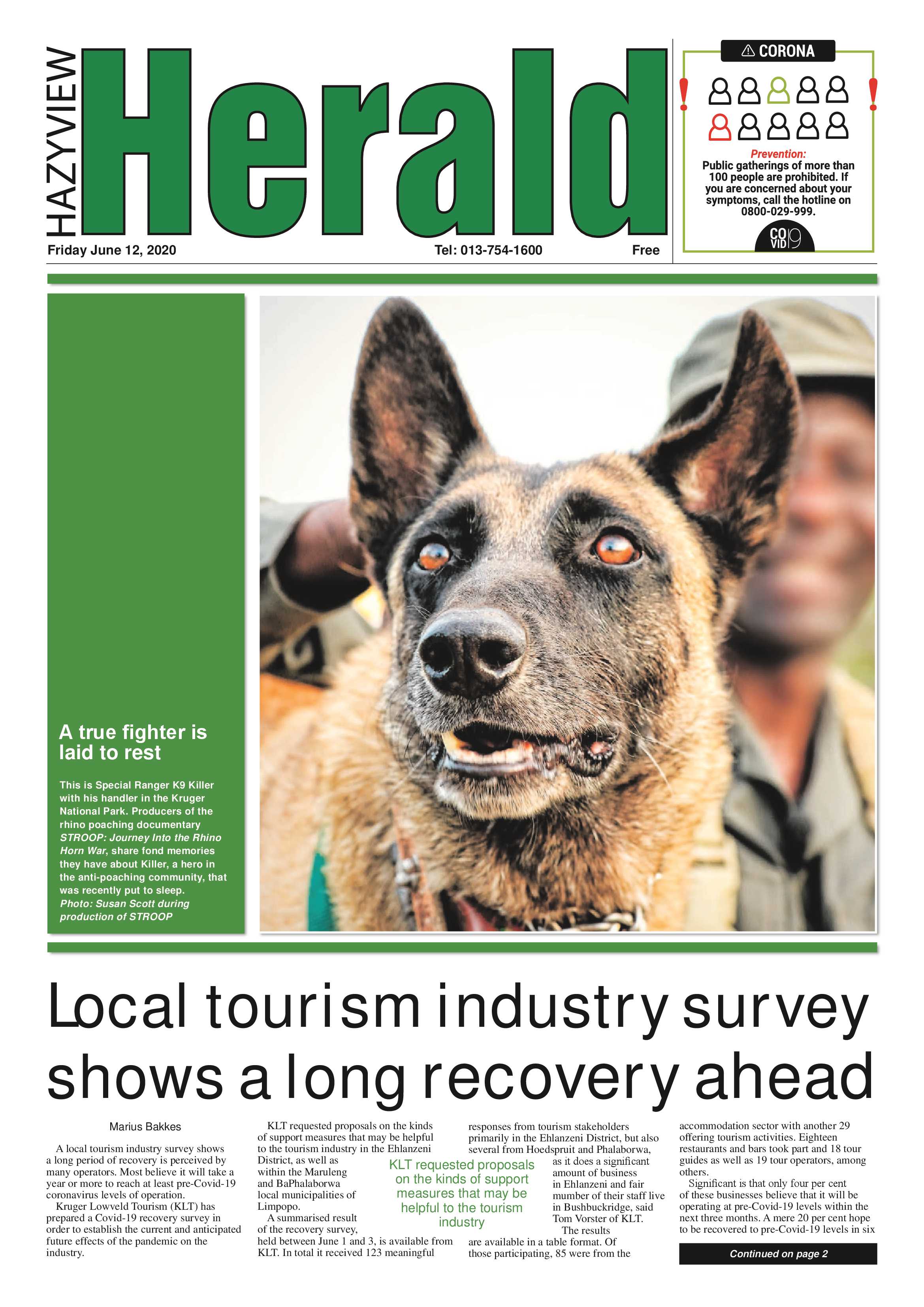 Hazyview Herald 12 June 2020 page 1