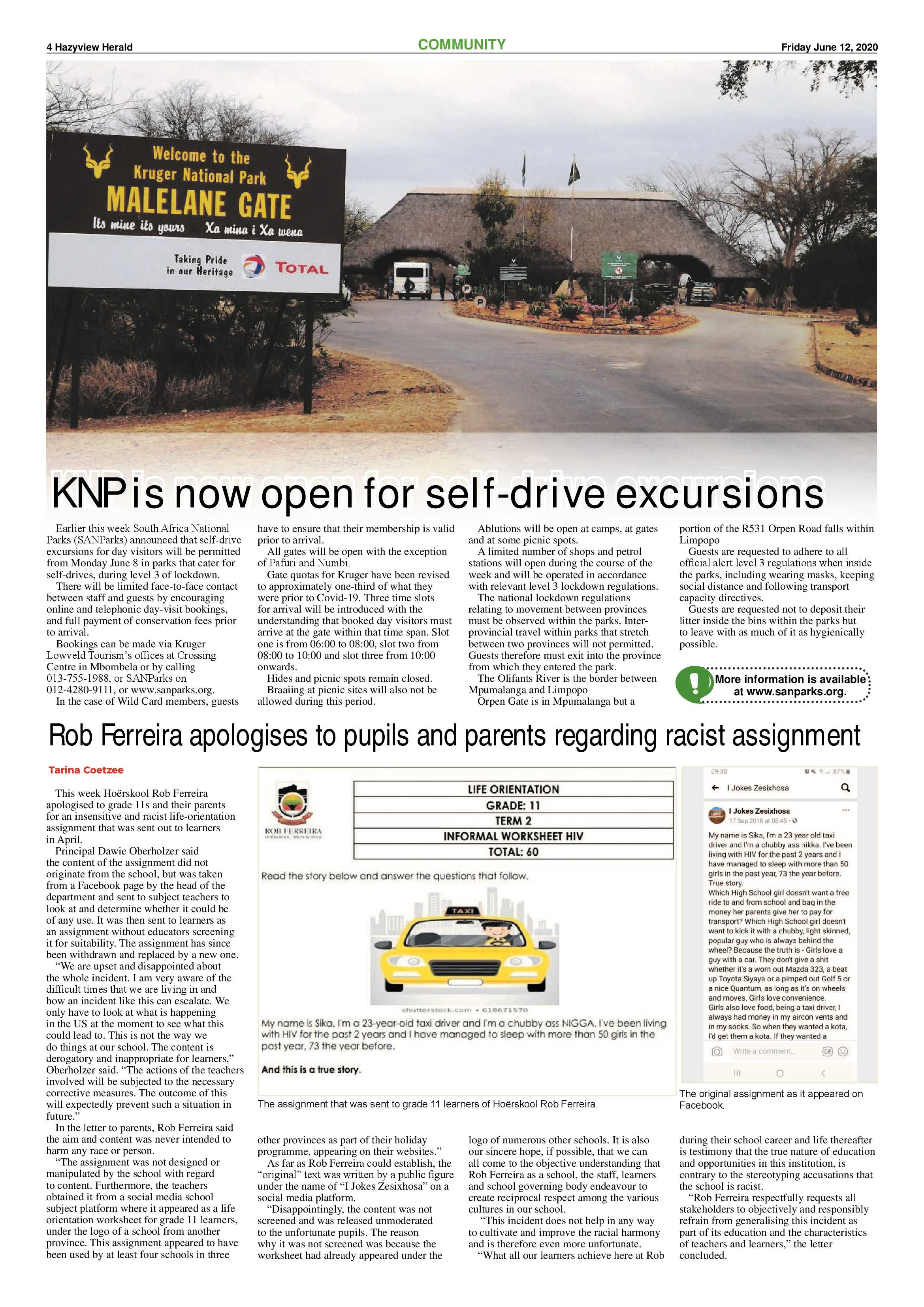 Hazyview Herald 12 June 2020 page 4