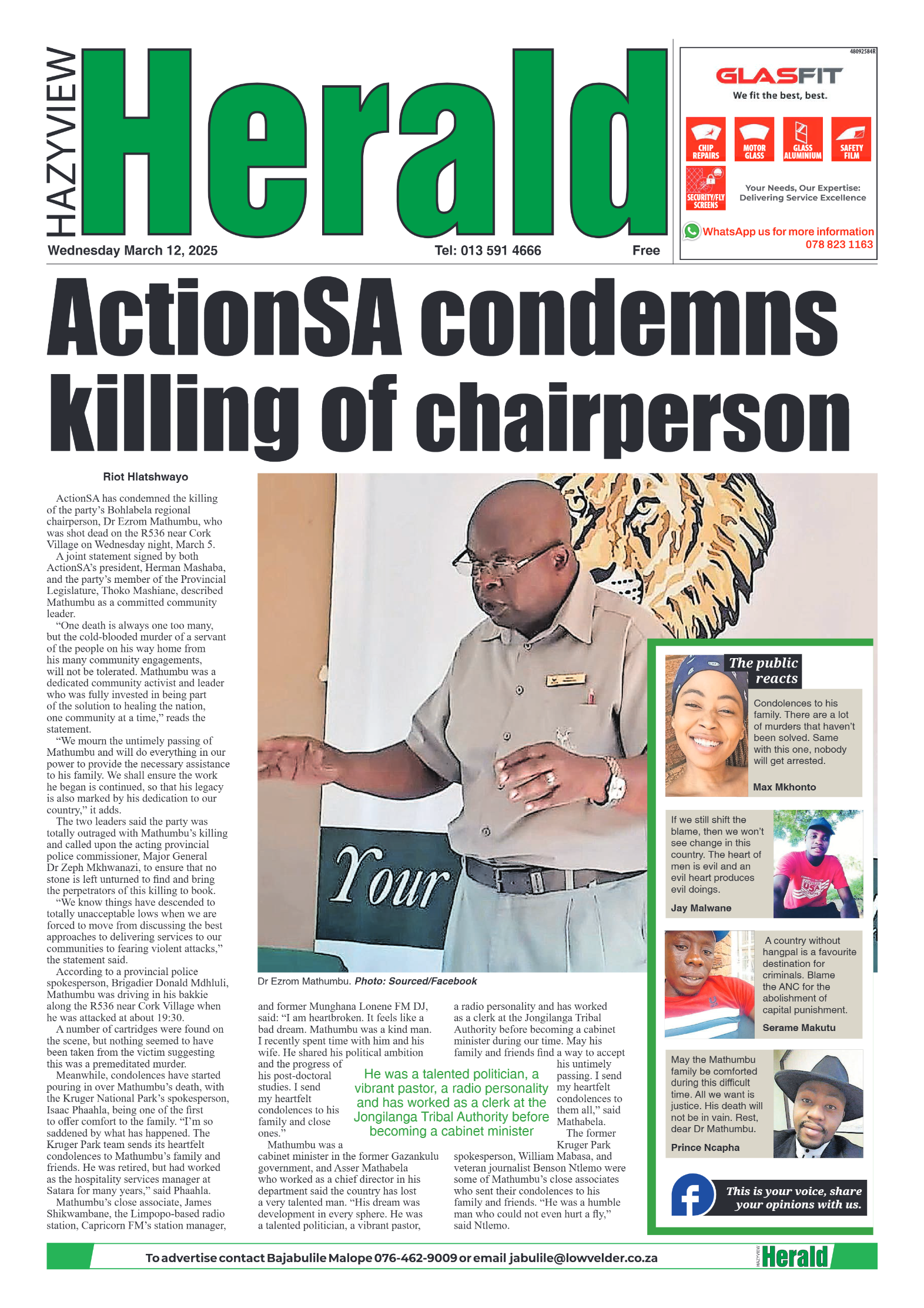 Hazyview Herald 12 March 2025 page 1