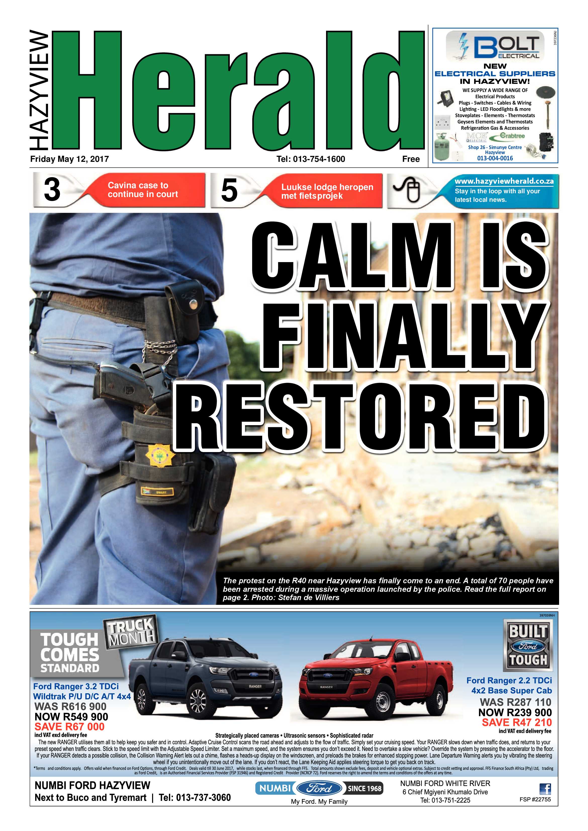 Hazyview Herald 12 May 2017 page 1