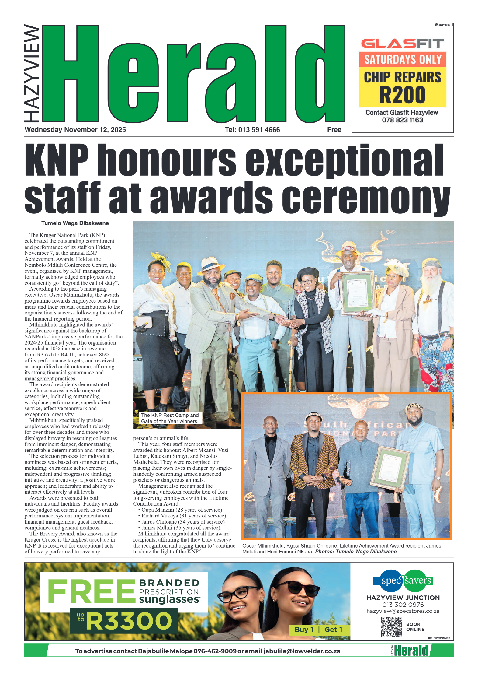 Hazyview Herald 12 November 2025 page 1