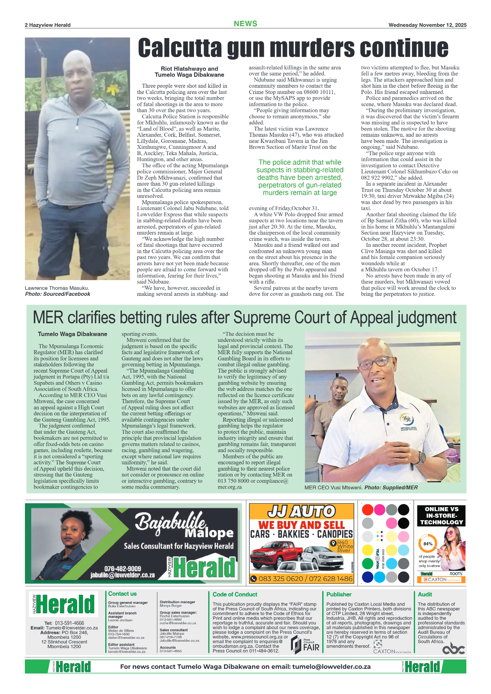 Hazyview Herald 12 November 2025 page 2