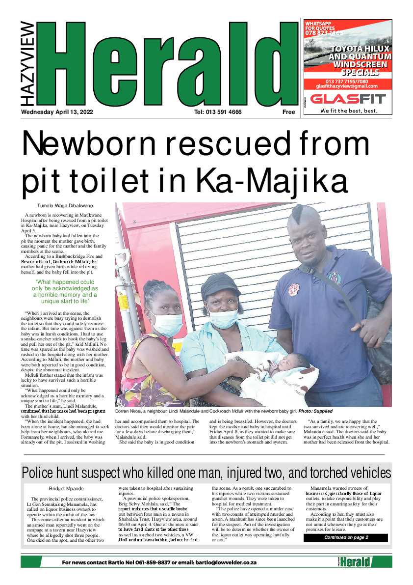 Hazyview Herald 13 April 2022 page 1