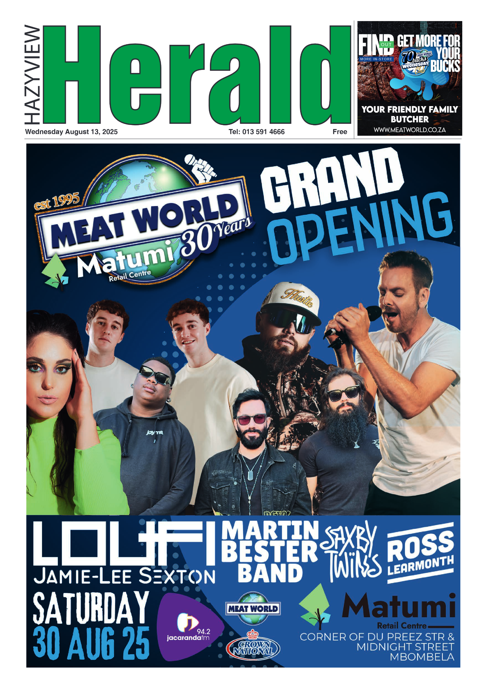 Hazyview Herald 13 August 2025 page 1