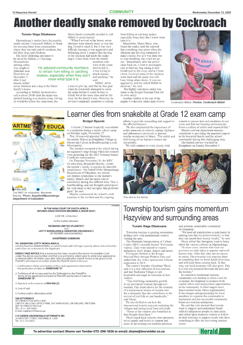 Hazyview Herald 13 December 2023 page 10
