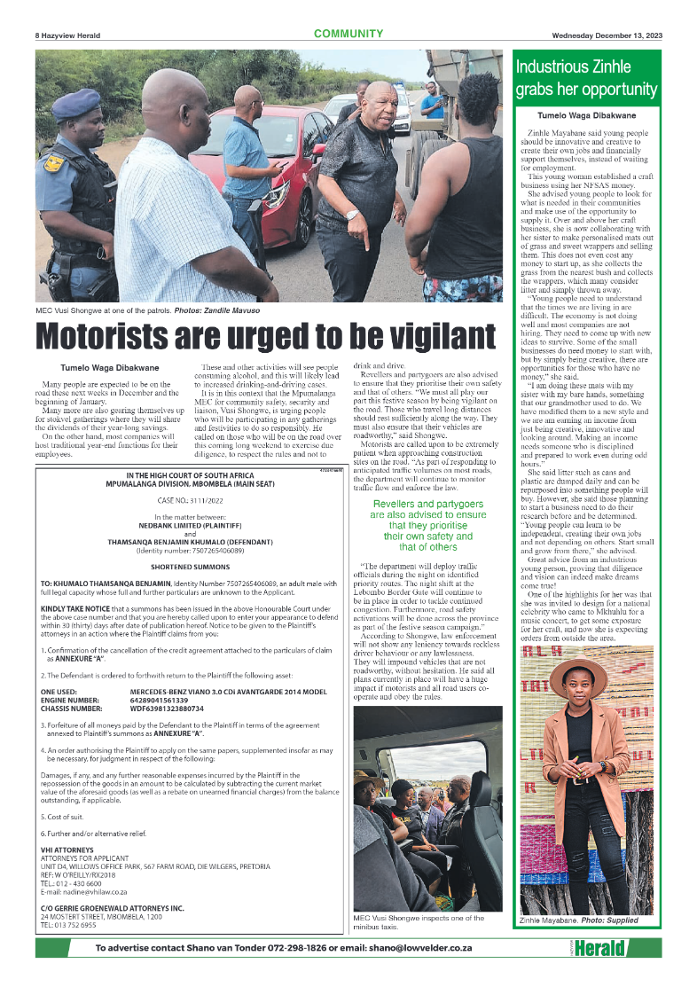 Hazyview Herald 13 December 2023 page 8