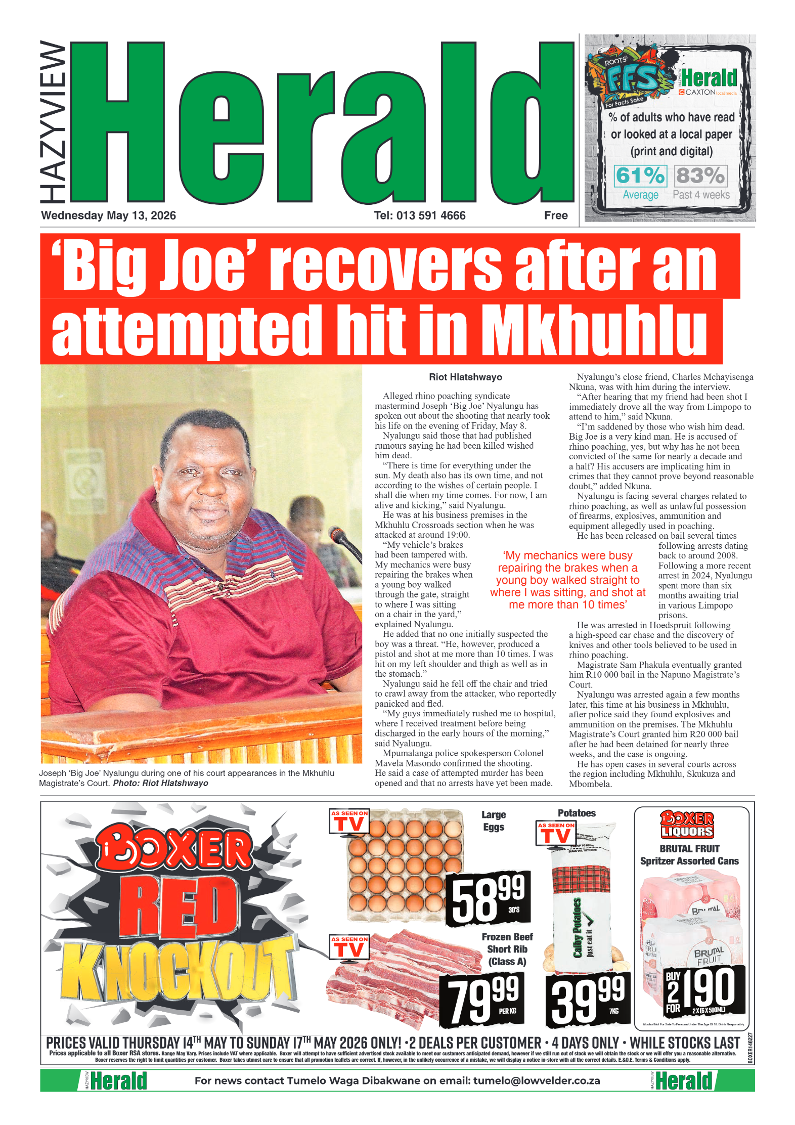 Hazyview Herald 13 May 2026 page 1