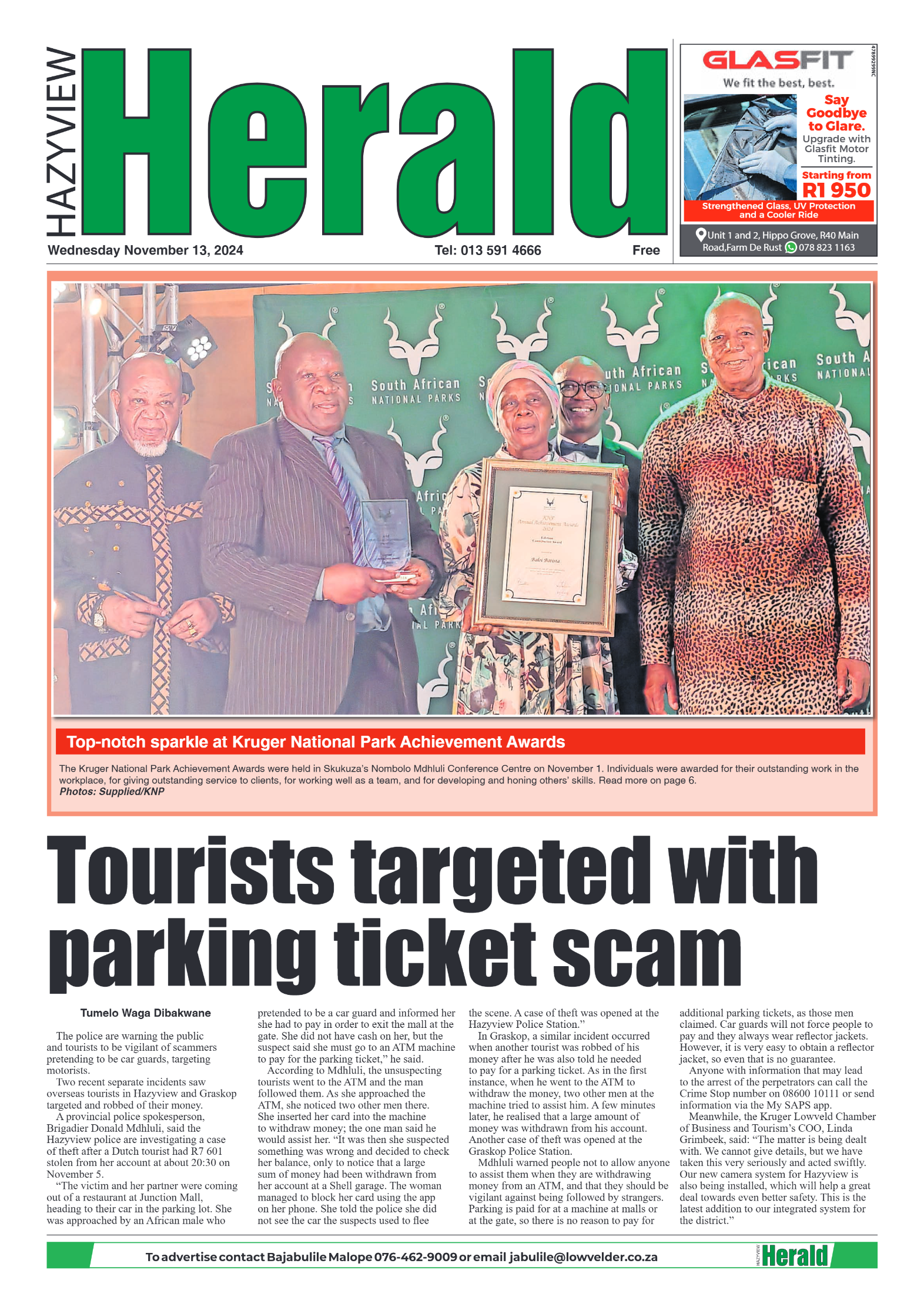 Hazyview Herald 13 November 2024 page 1