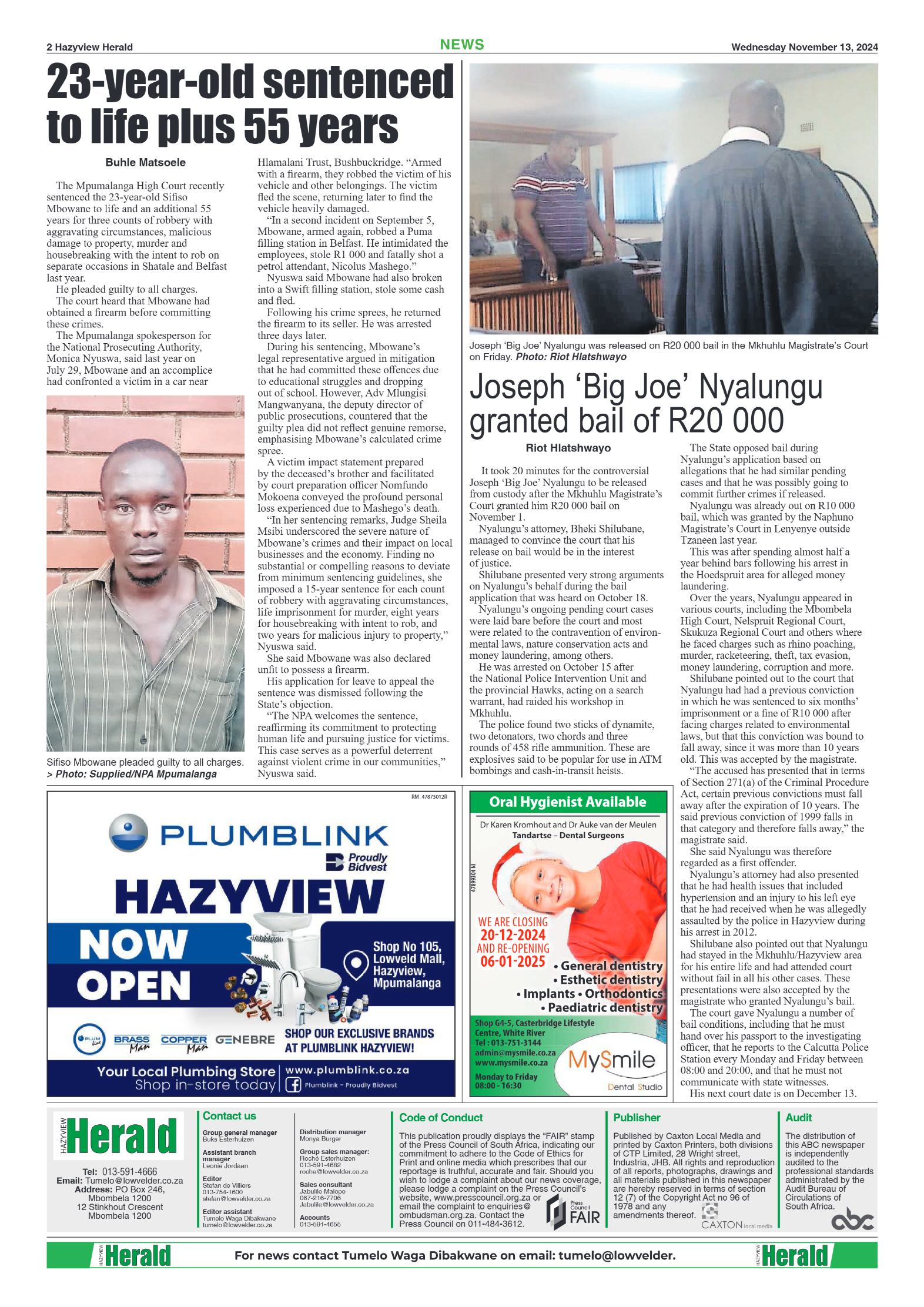 Hazyview Herald 13 November 2024 page 2