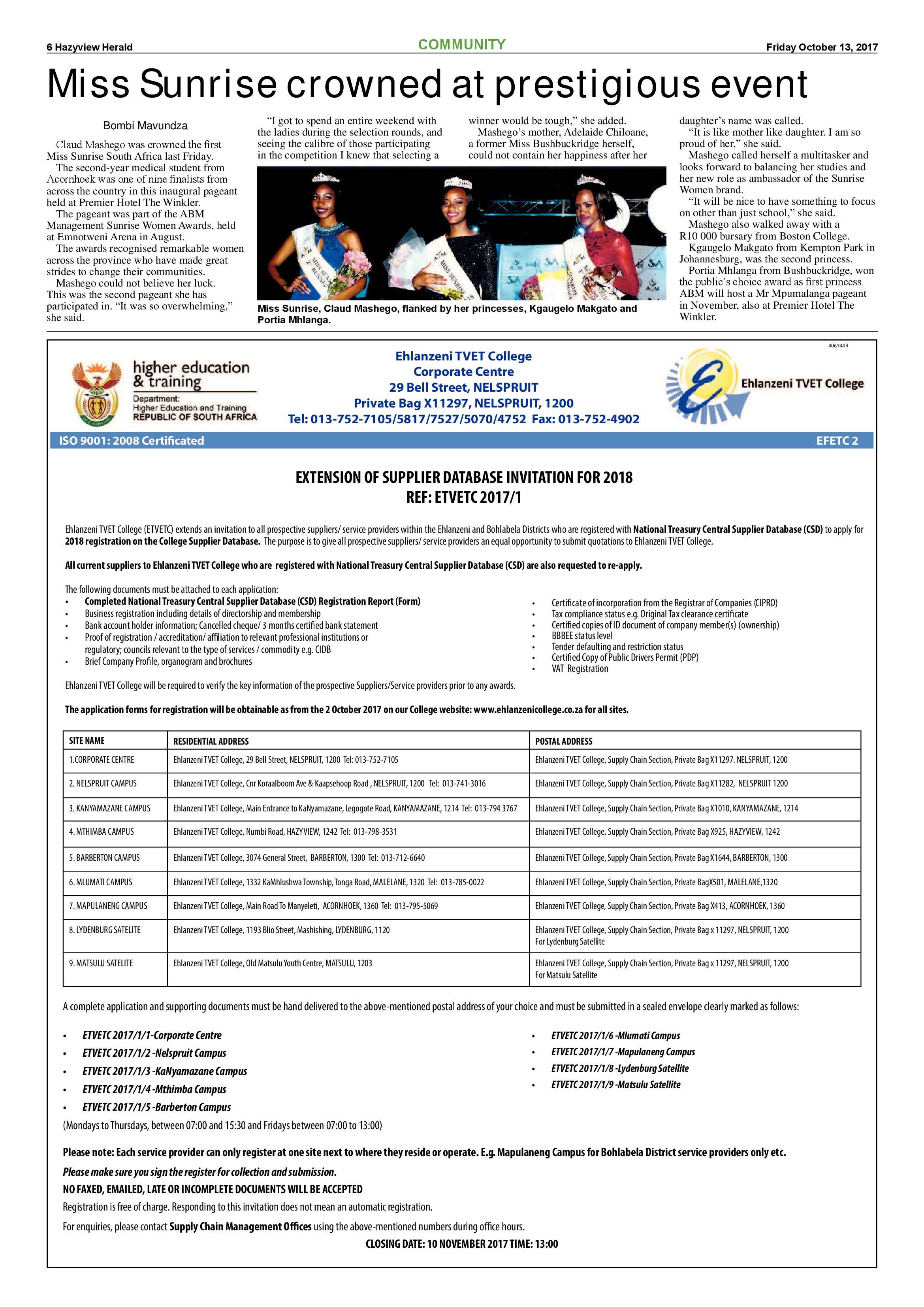Hazyview Herald 13 October 2017 page 6