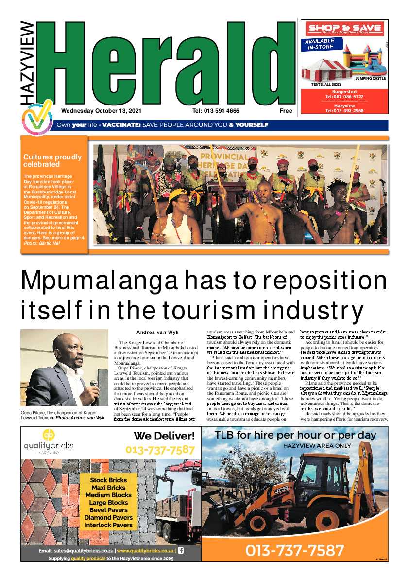 Hazyview Herald 13 October 2021 page 1