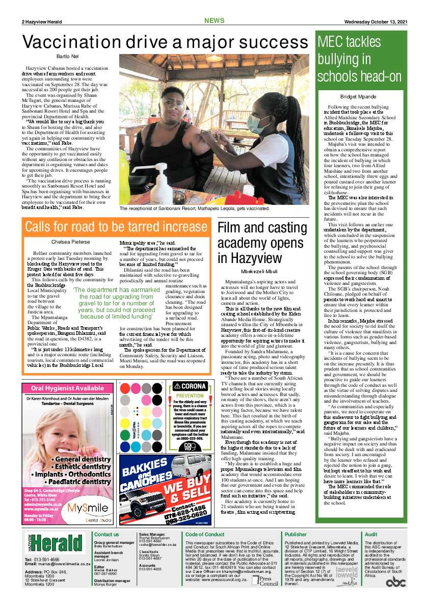 Hazyview Herald 13 October 2021 page 2