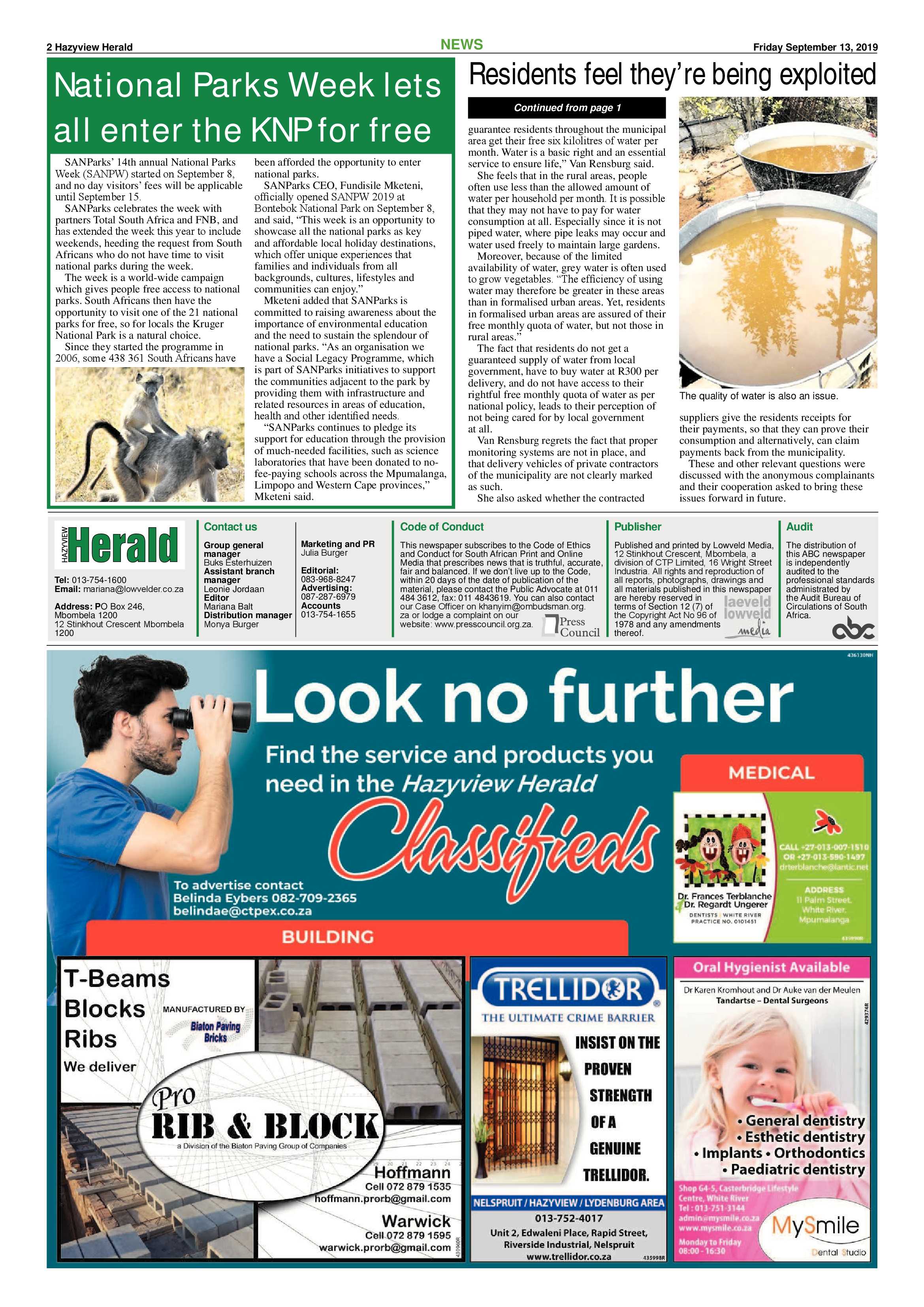 Hazyview Herald 13 September 2019 page 2