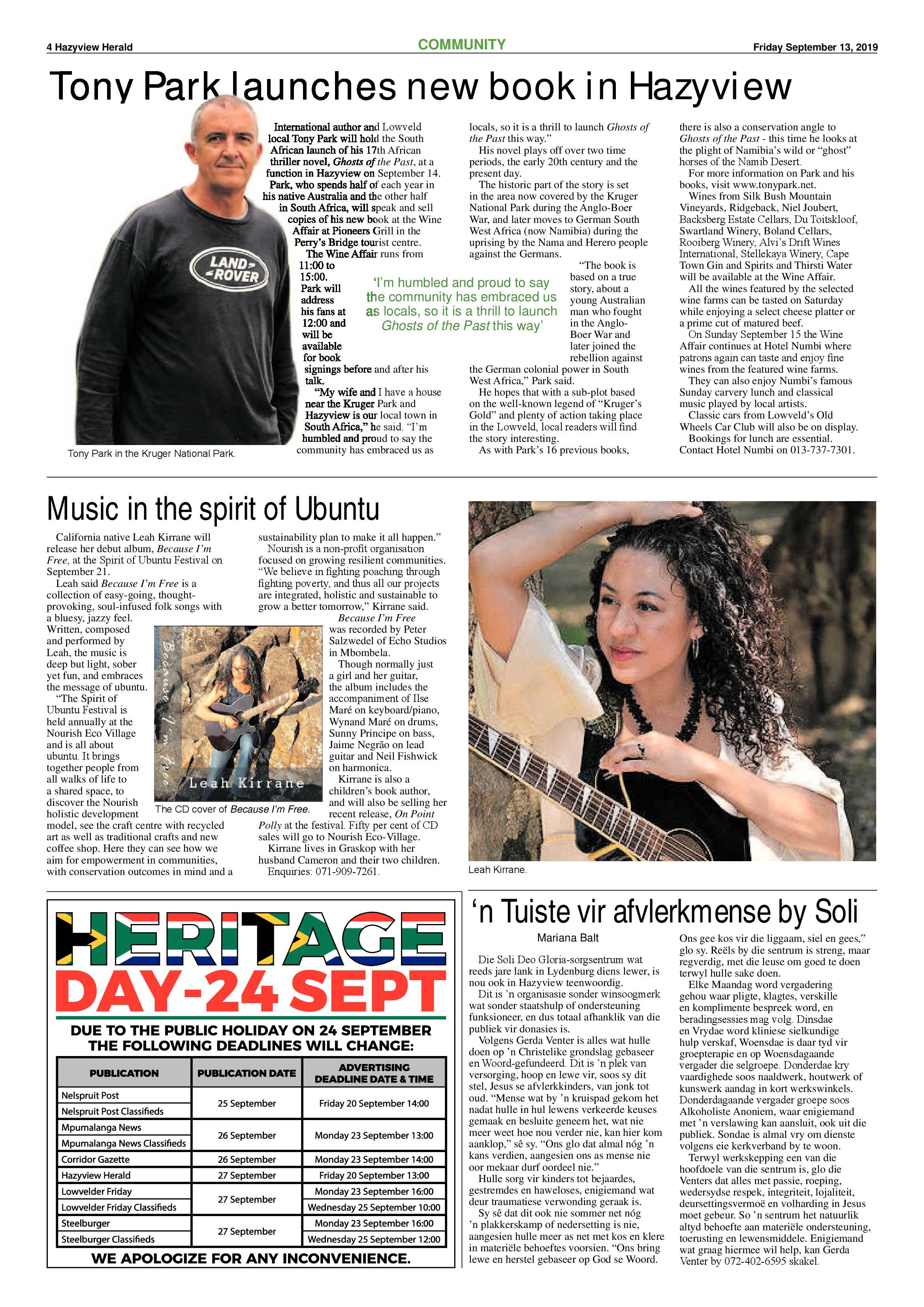 Hazyview Herald 13 September 2019 page 4