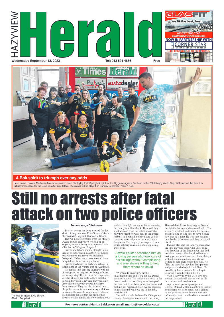 Hazyview Herald 13 September 2023 page 1