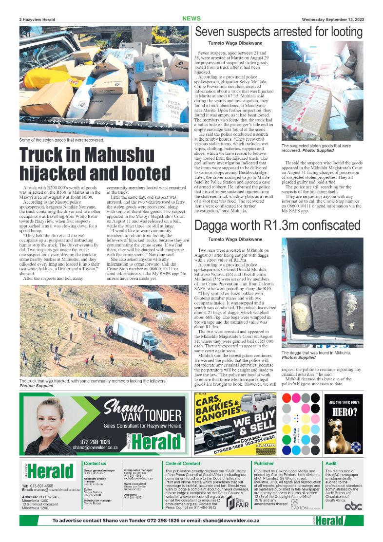 Hazyview Herald 13 September 2023 page 2