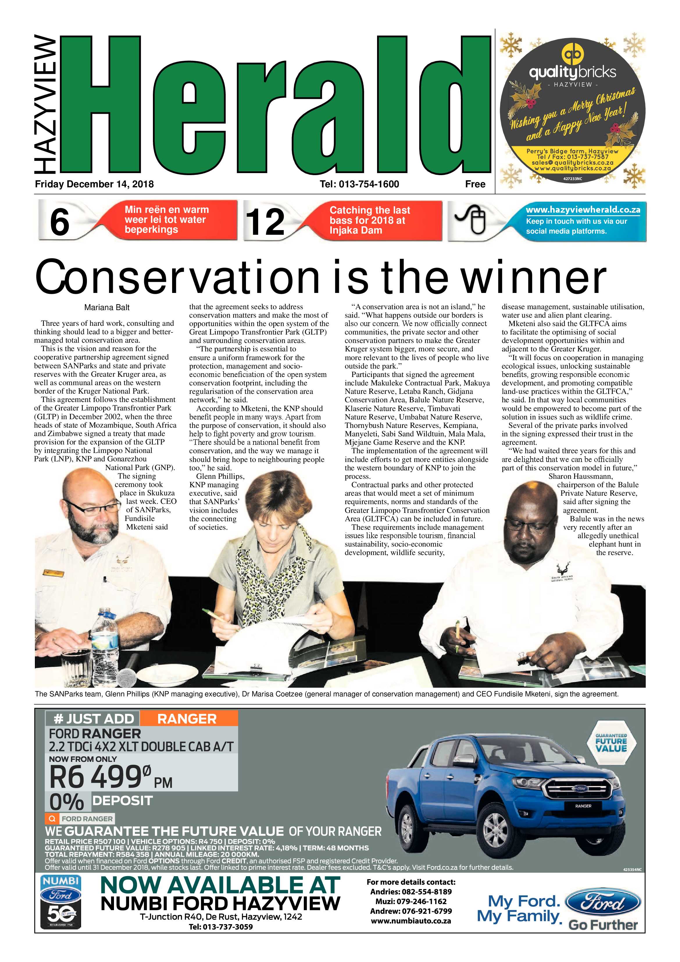 Hazyview Herald 14 December 2018 page 1