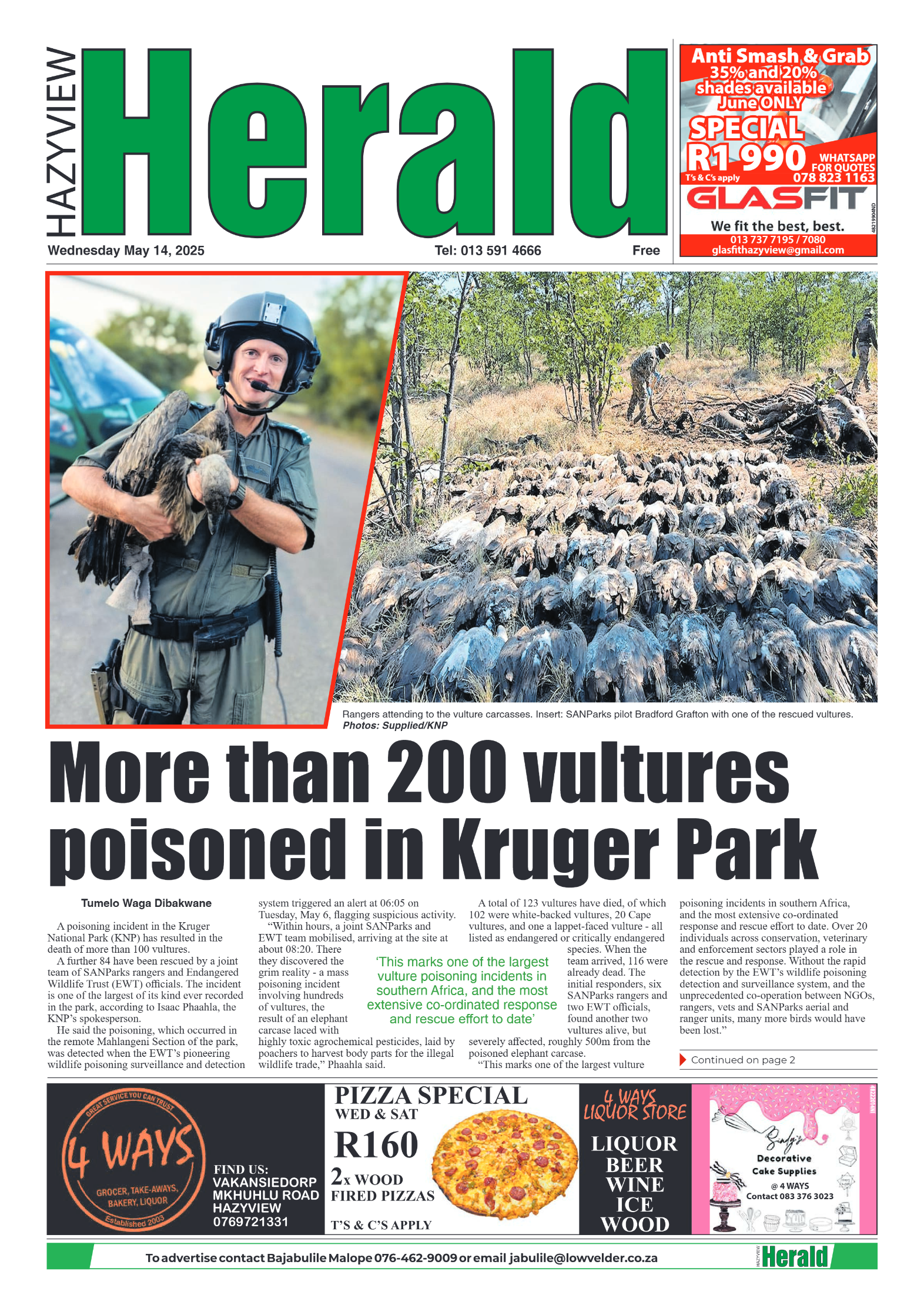 Hazyview Herald 14 May 2025 page 1
