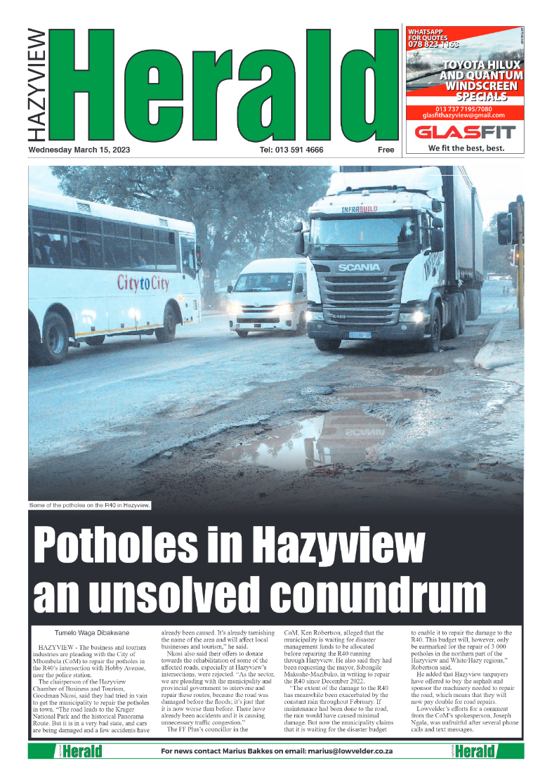Hazyview Herald 15 March 2023 page 1