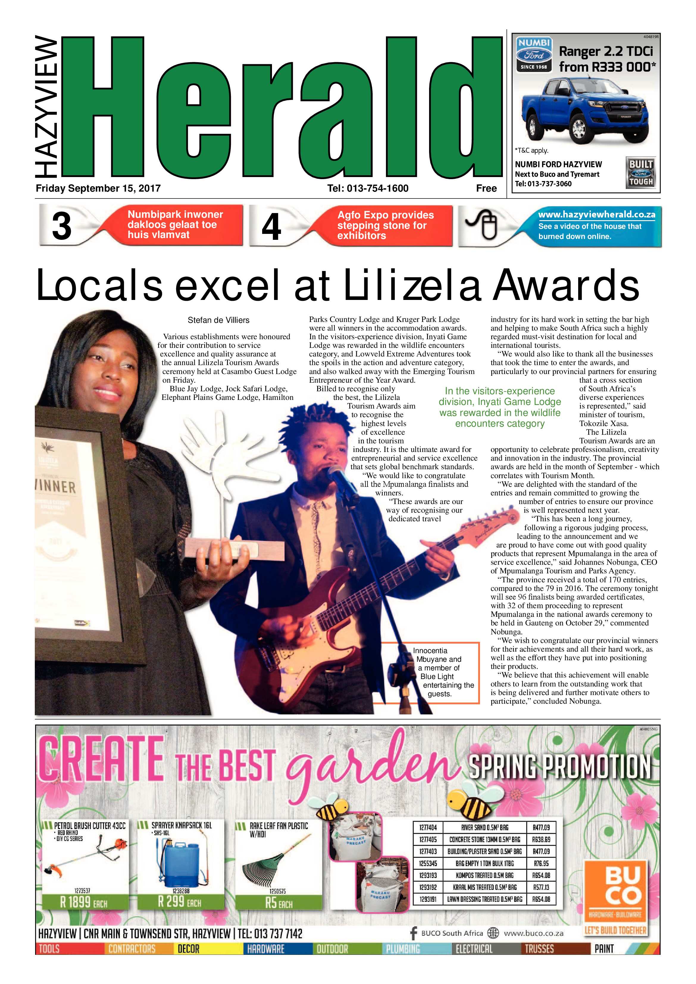 Hazyview Herald 15 September 2017 page 1