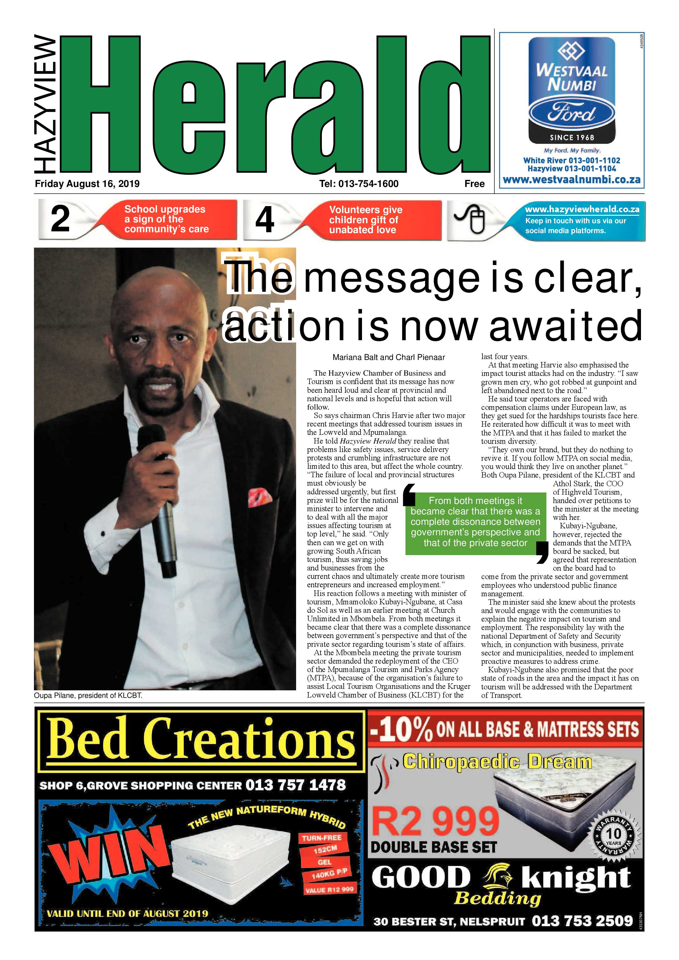 Hazyview Herald 16 August 2019 page 1