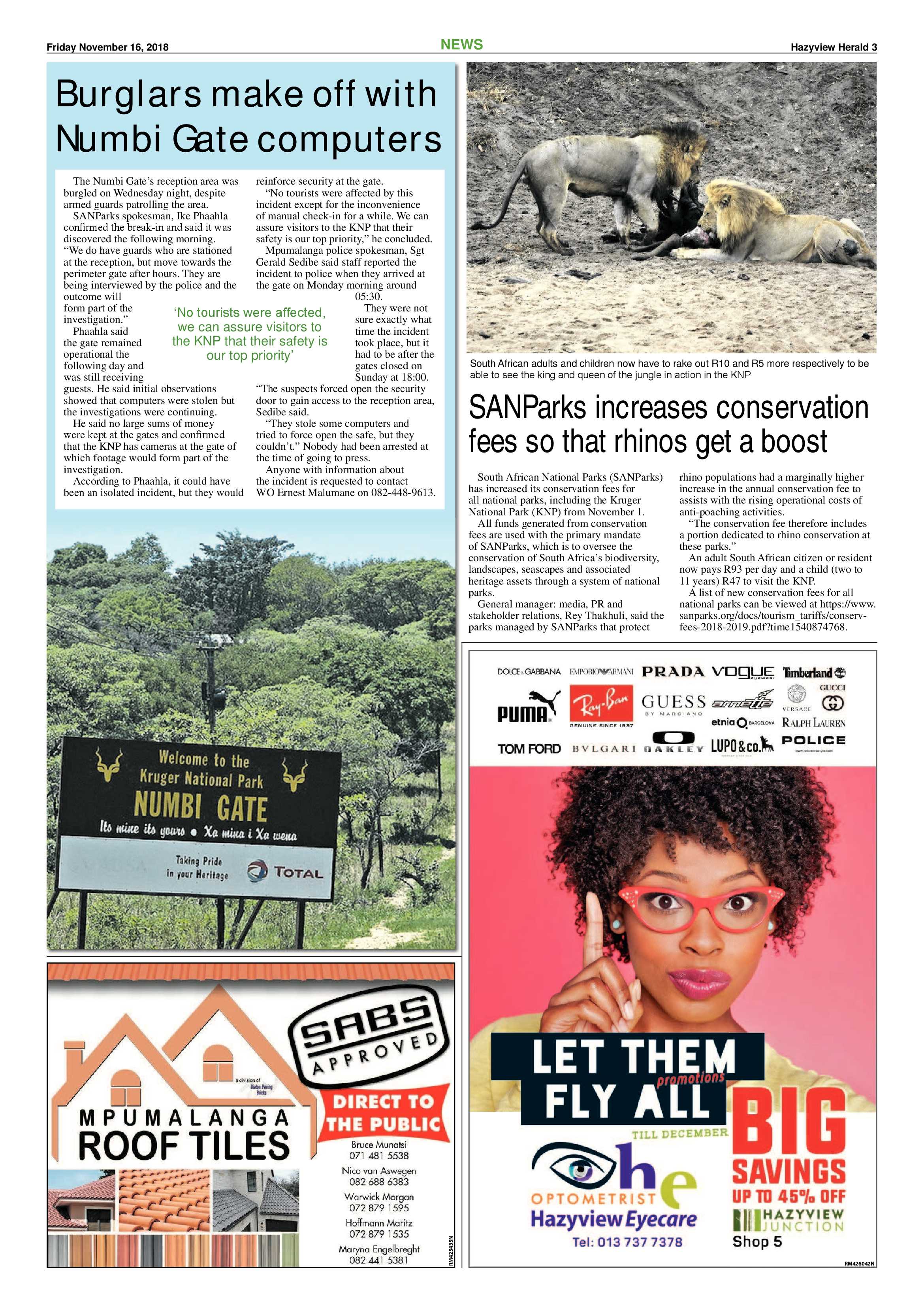 Hazyview Herald 16 November 2018 page 3